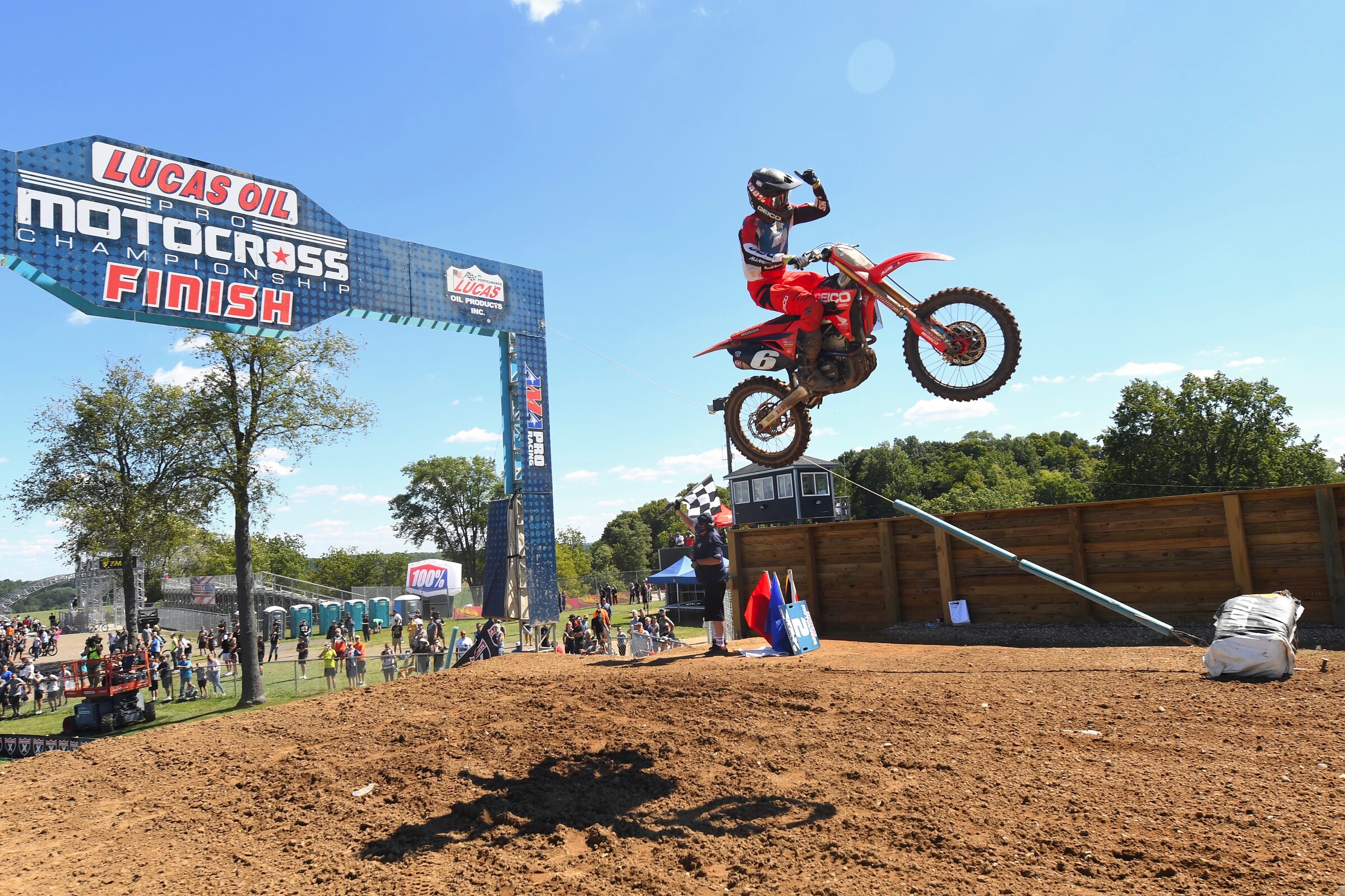 Jeremy Martin takes the first moto win here at RedBud MX!
