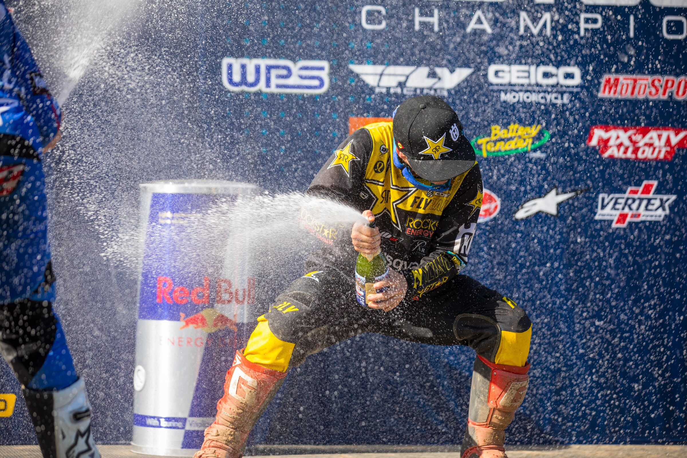 Champagne showers for Wacko Zacho.