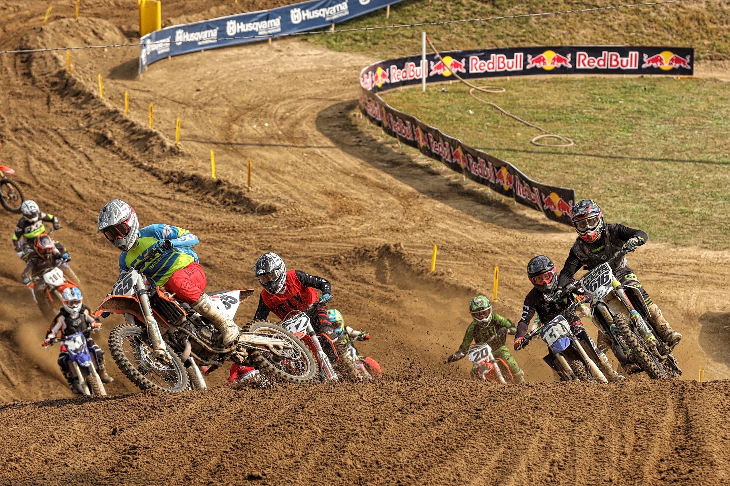 Cole Godfrey (#65) as the takes the lead 122-125cc 2-Stroke Only 12+ division heads into the opening lap of the moto.