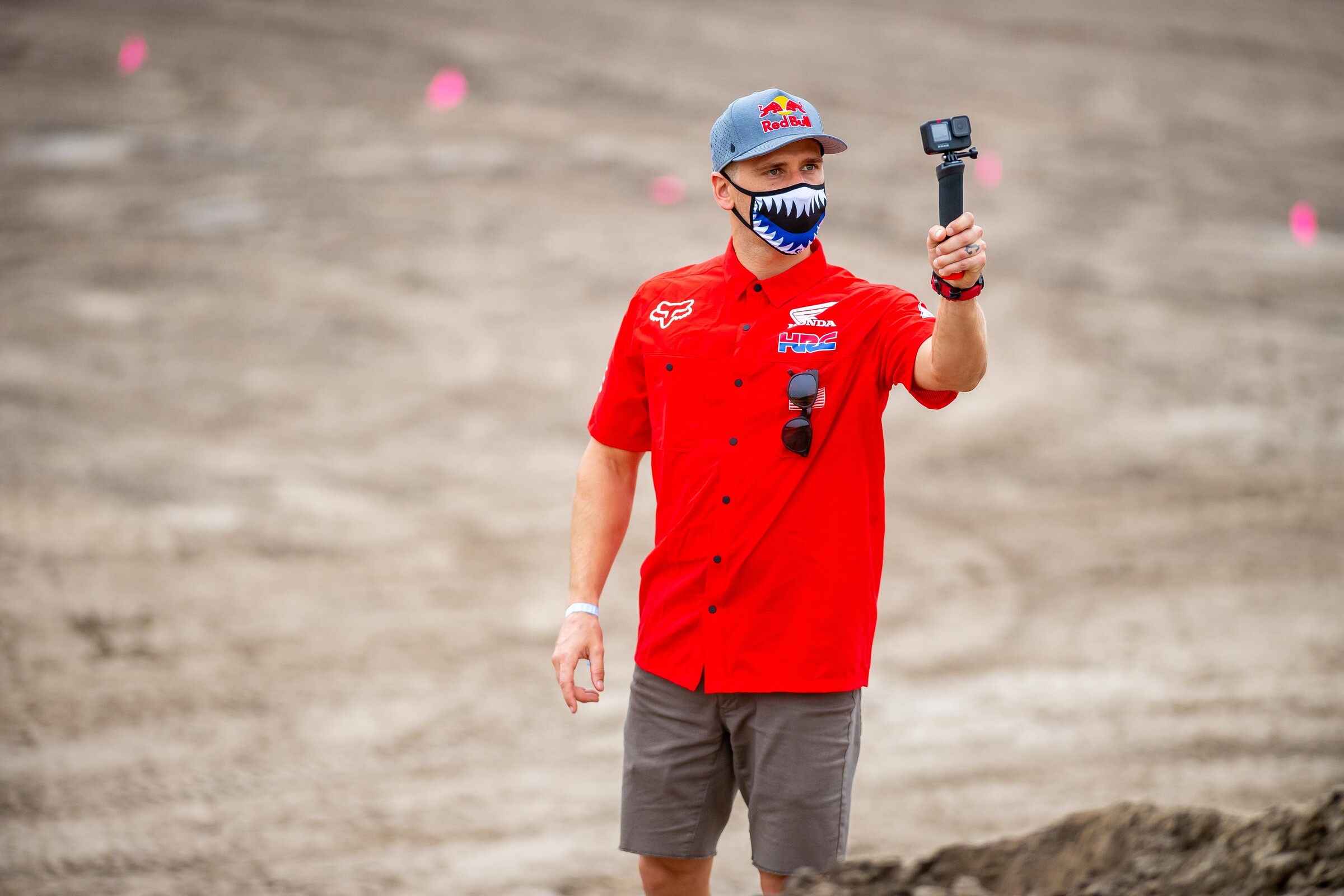 Honda HRC's Ken Roczen is at WW Ranch Motocross Park to watch (and film) the action. Can we get this guy a photo vest?