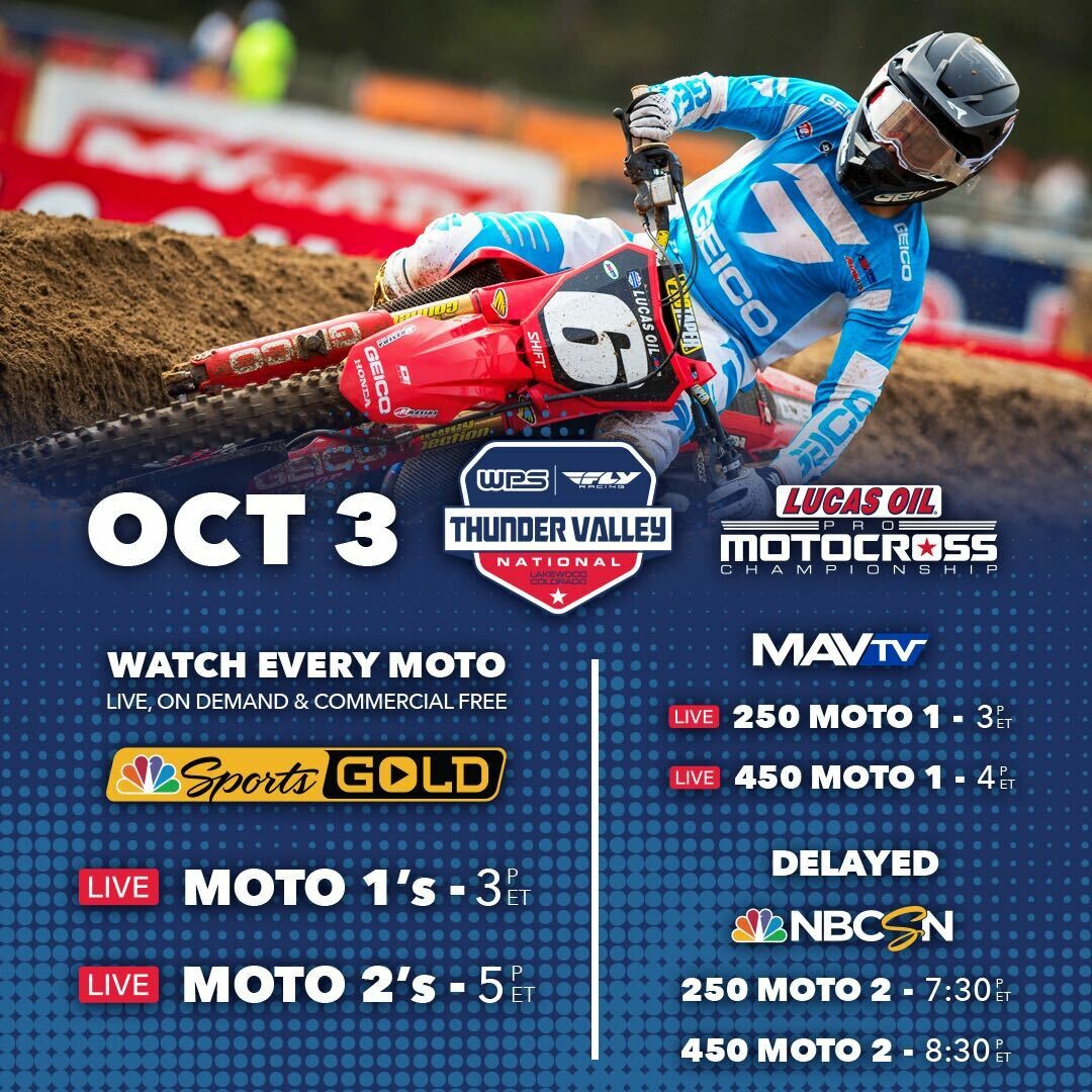 The 2020 Thunder Valley National broadcast/streaming schedule.