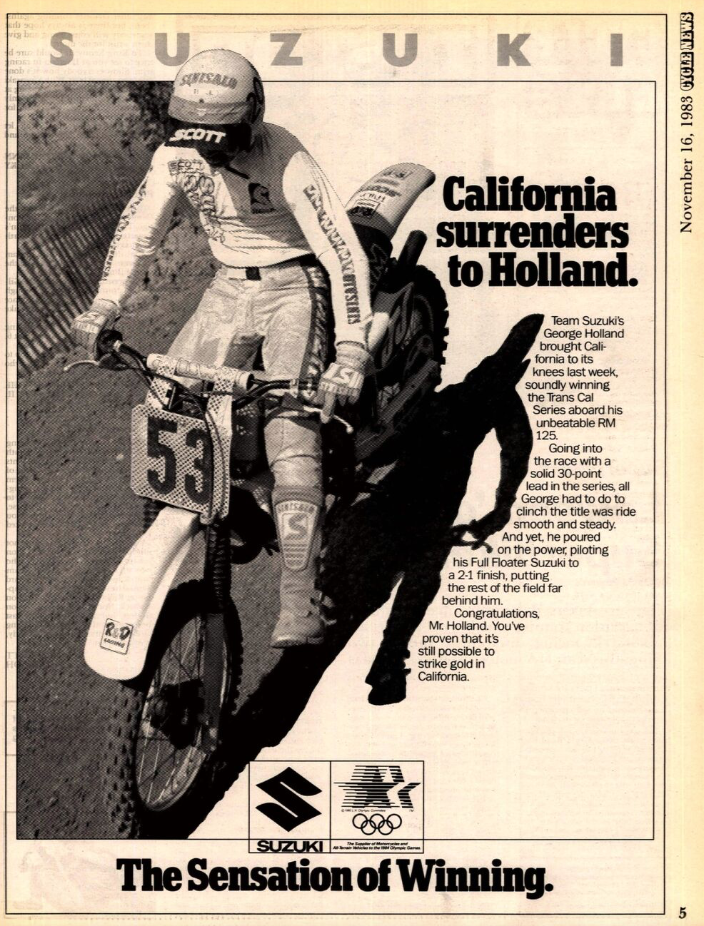 The November 16, 1983, issue of Cycle News.