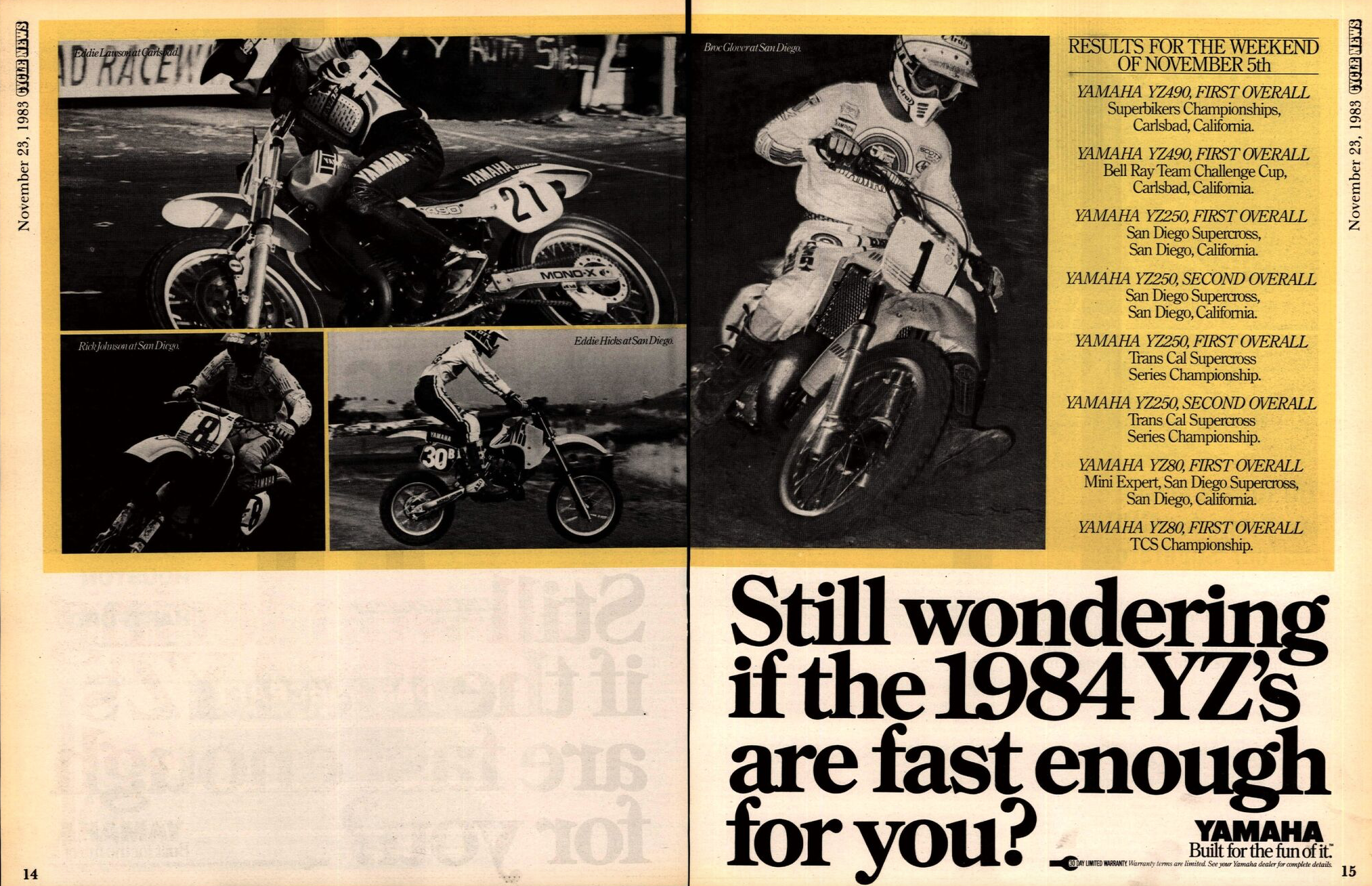 The November 23, 1983, issue of Cycle News.