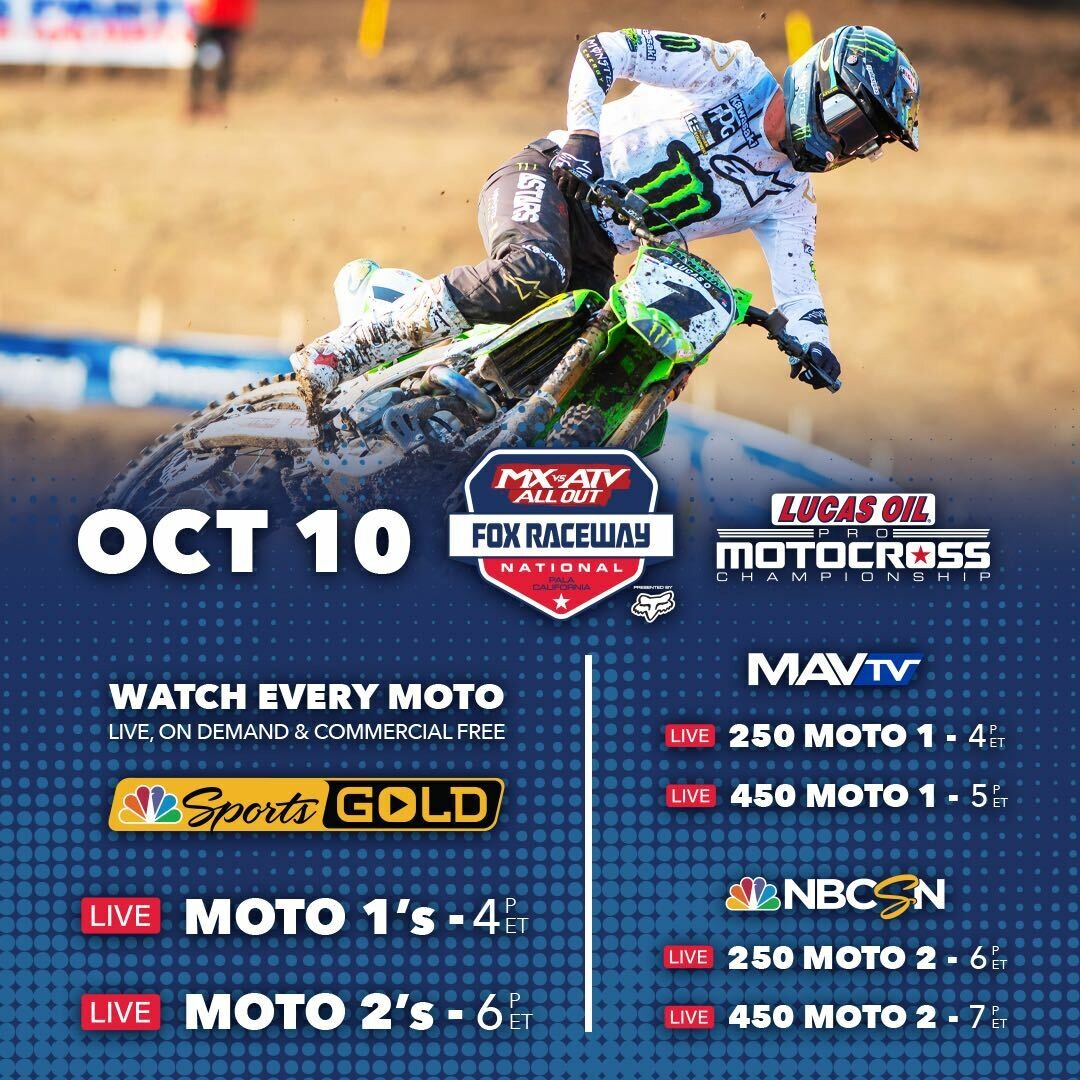 The 2020 Fox Raceway National broadcast/streaming schedule.