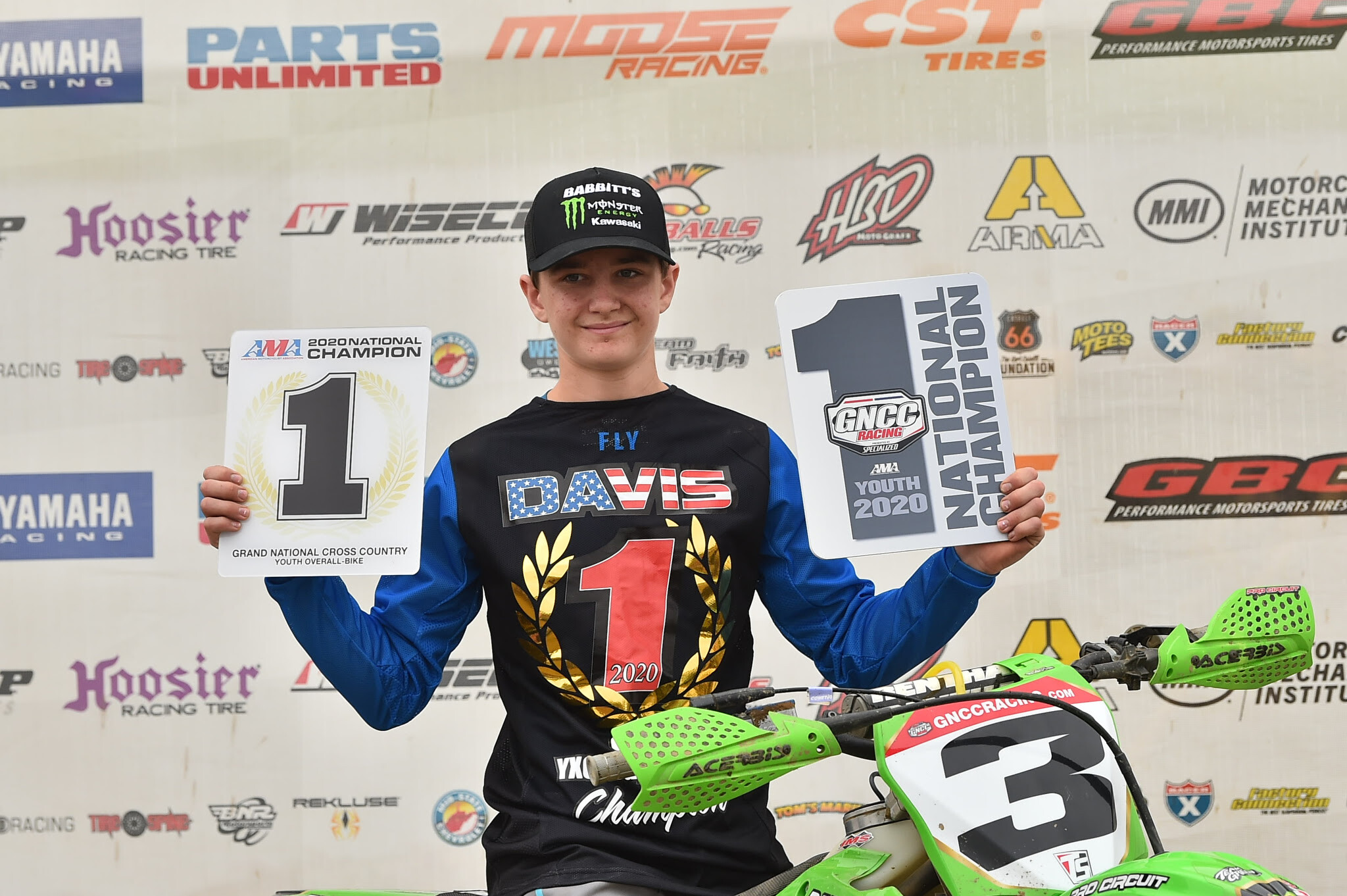 Team Green Kawasaki's Grant Davis earned the 2020 Youth Overall National Championship after winning the youth overall and YXC1 Super Mini Sr. class in Pennsylvania.