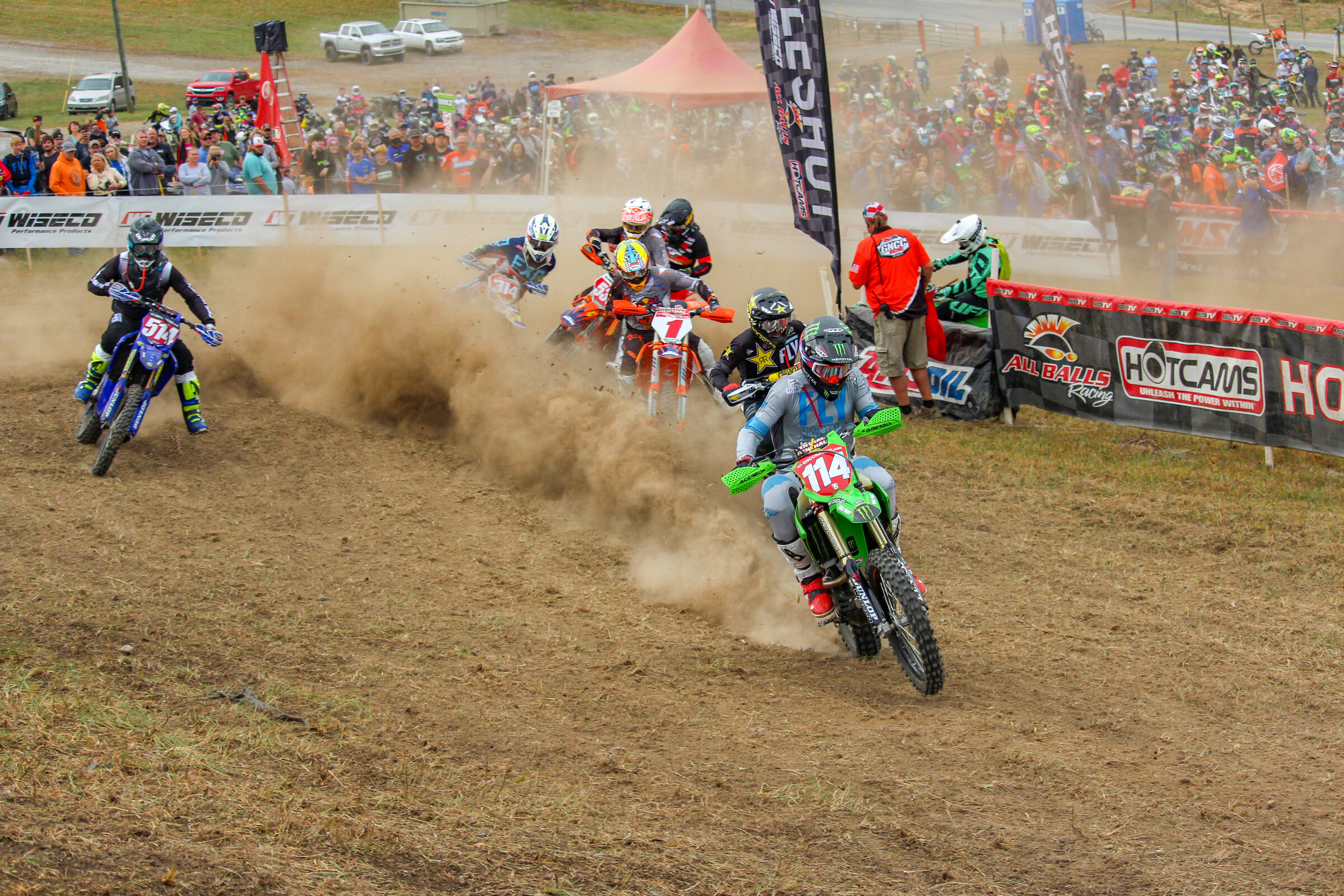 Josh Strang leads the XC1 class out of the second turn.