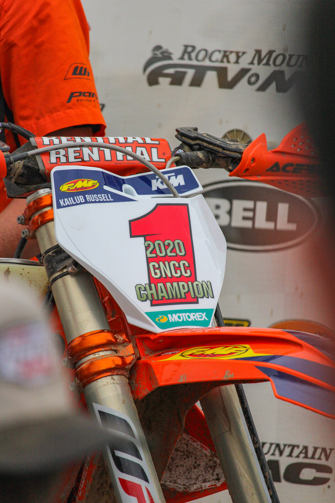 Championship hardware on Kailub Russell's KTM.