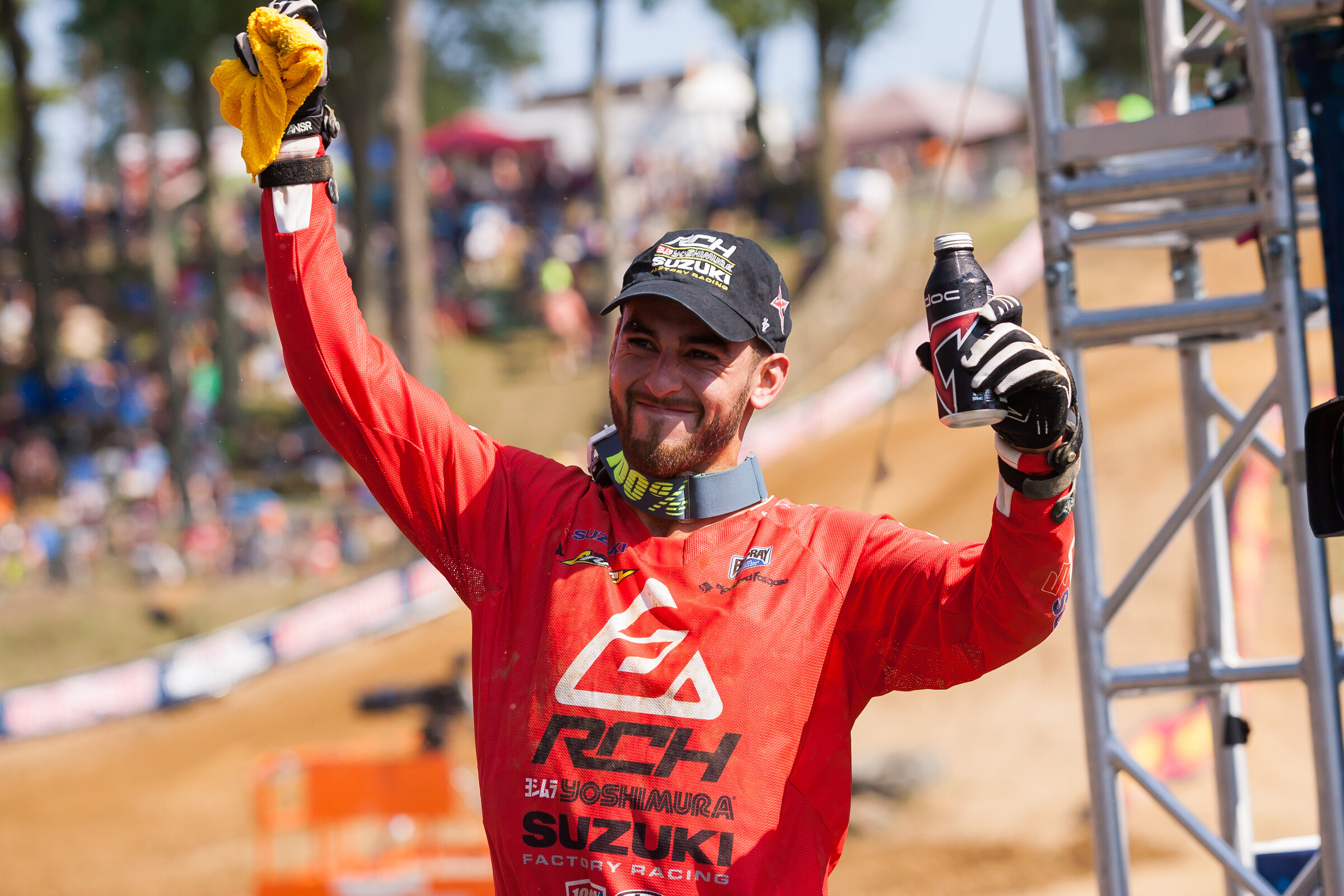 Justin Bogle on the podium after his first (and only so far) 450 Class overall at the 2017 Budds Creek National.