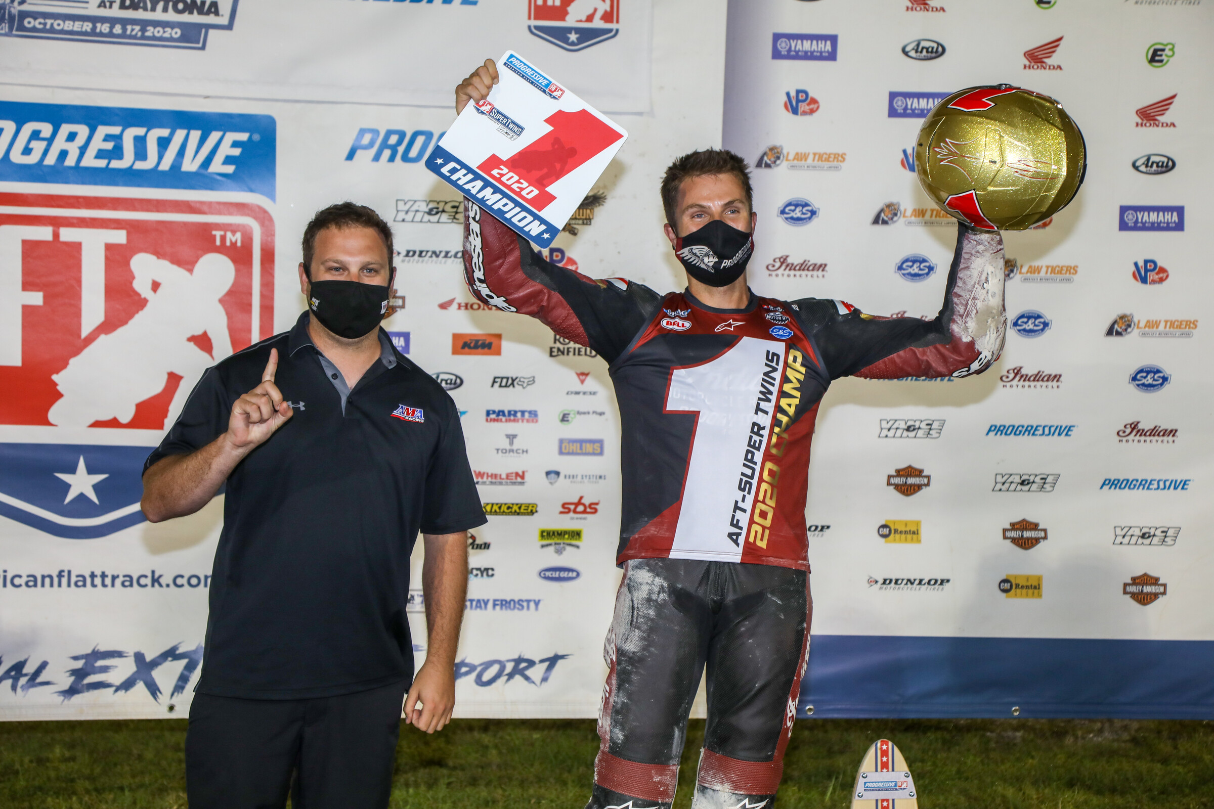 Briar Bauman after receciving his #1 plate from AMA director of racing Mike Pelletier.