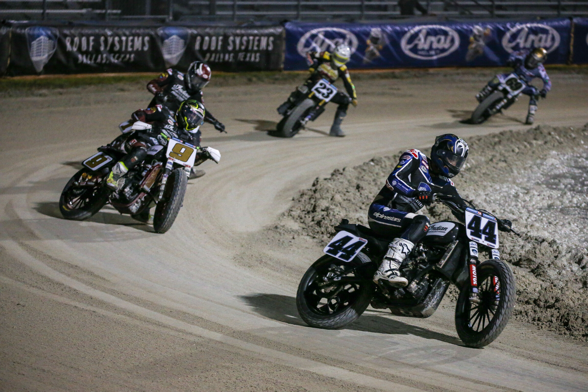 Brandon Robinson leading Jared Mees in Daytona.