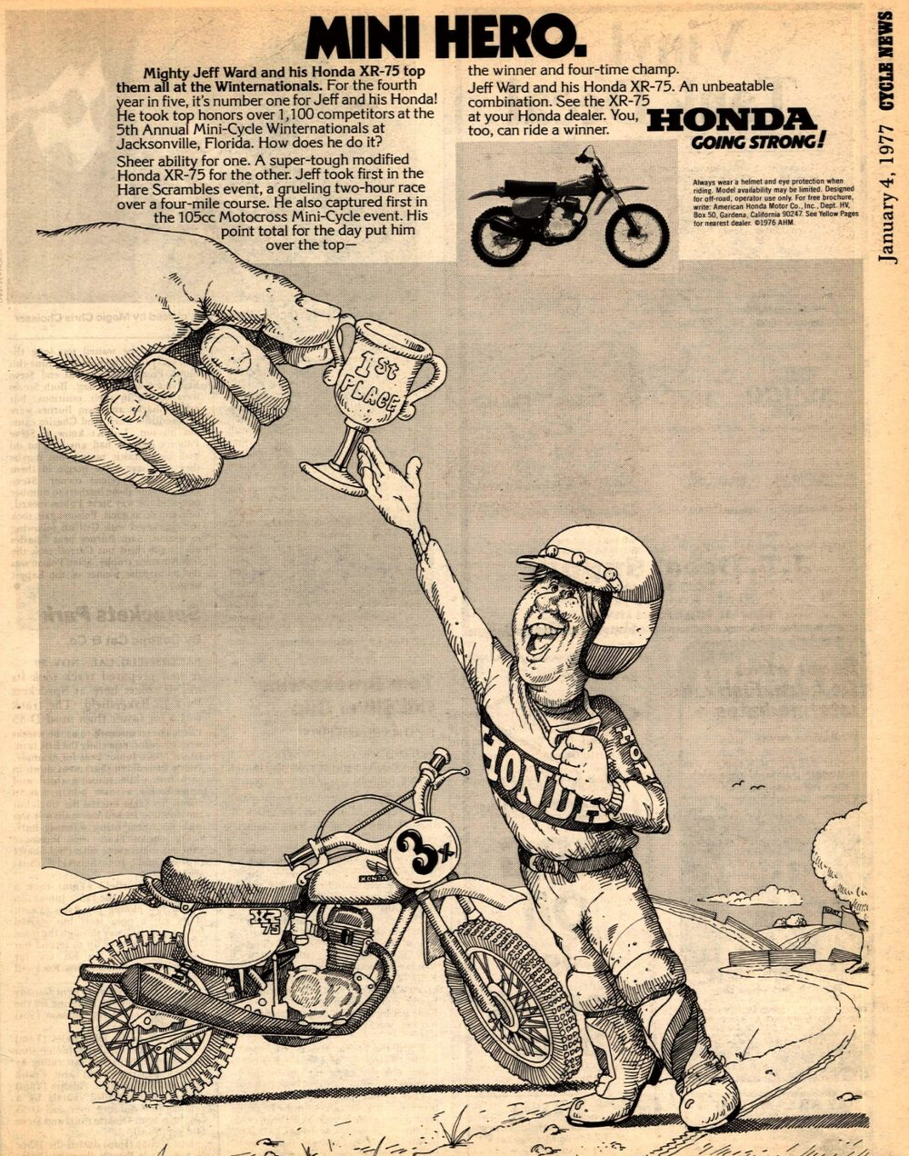 The January 4, 1977, issue of Cycles News.