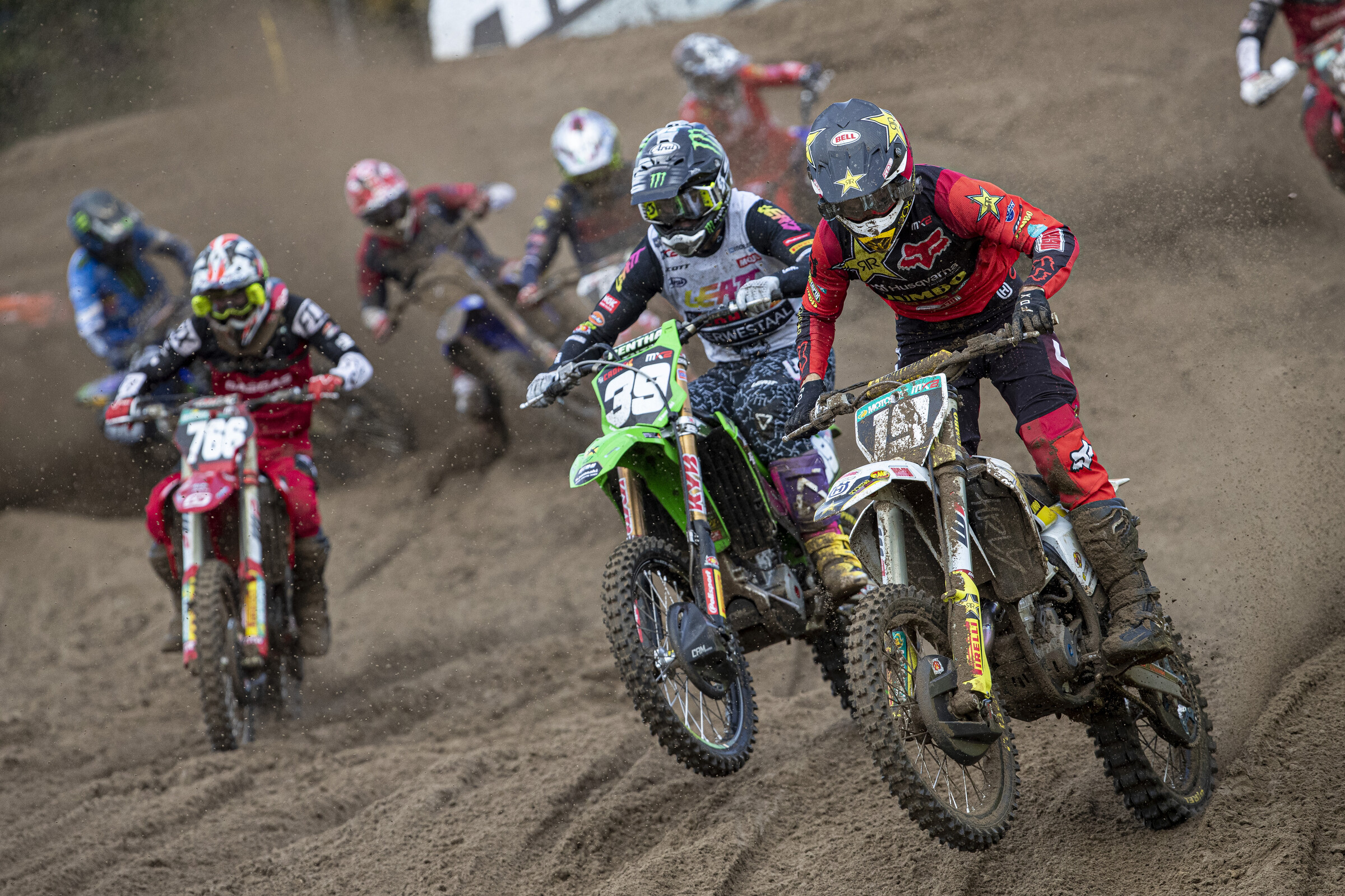 The MX2 class taking on the Lommel sand pit.