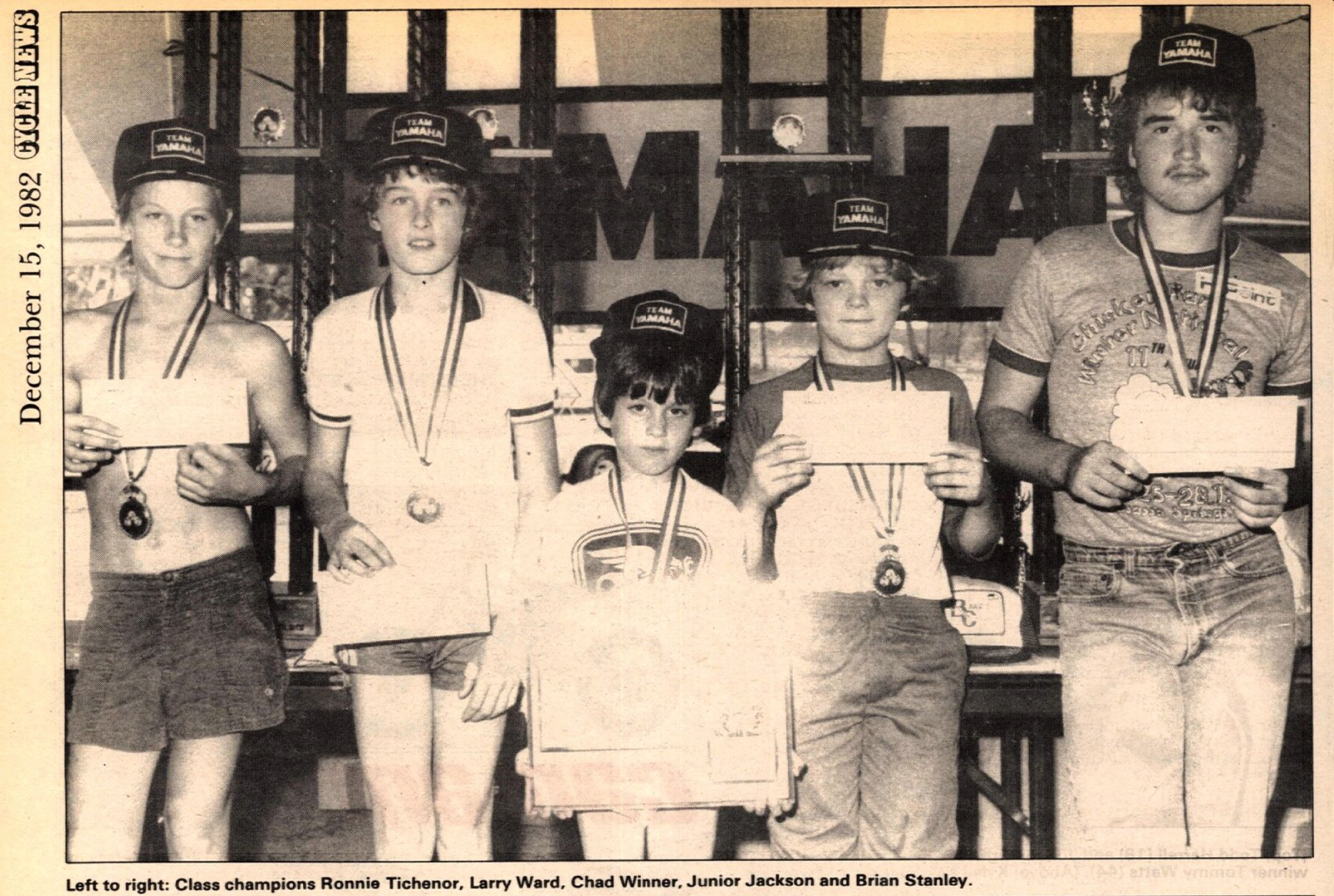 The class champions in the 1982 issue of Cycle News.