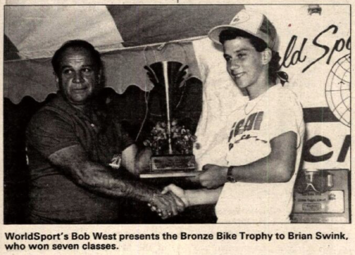 Bob West and Brian Swink in a 1987 issue of Cycle News.