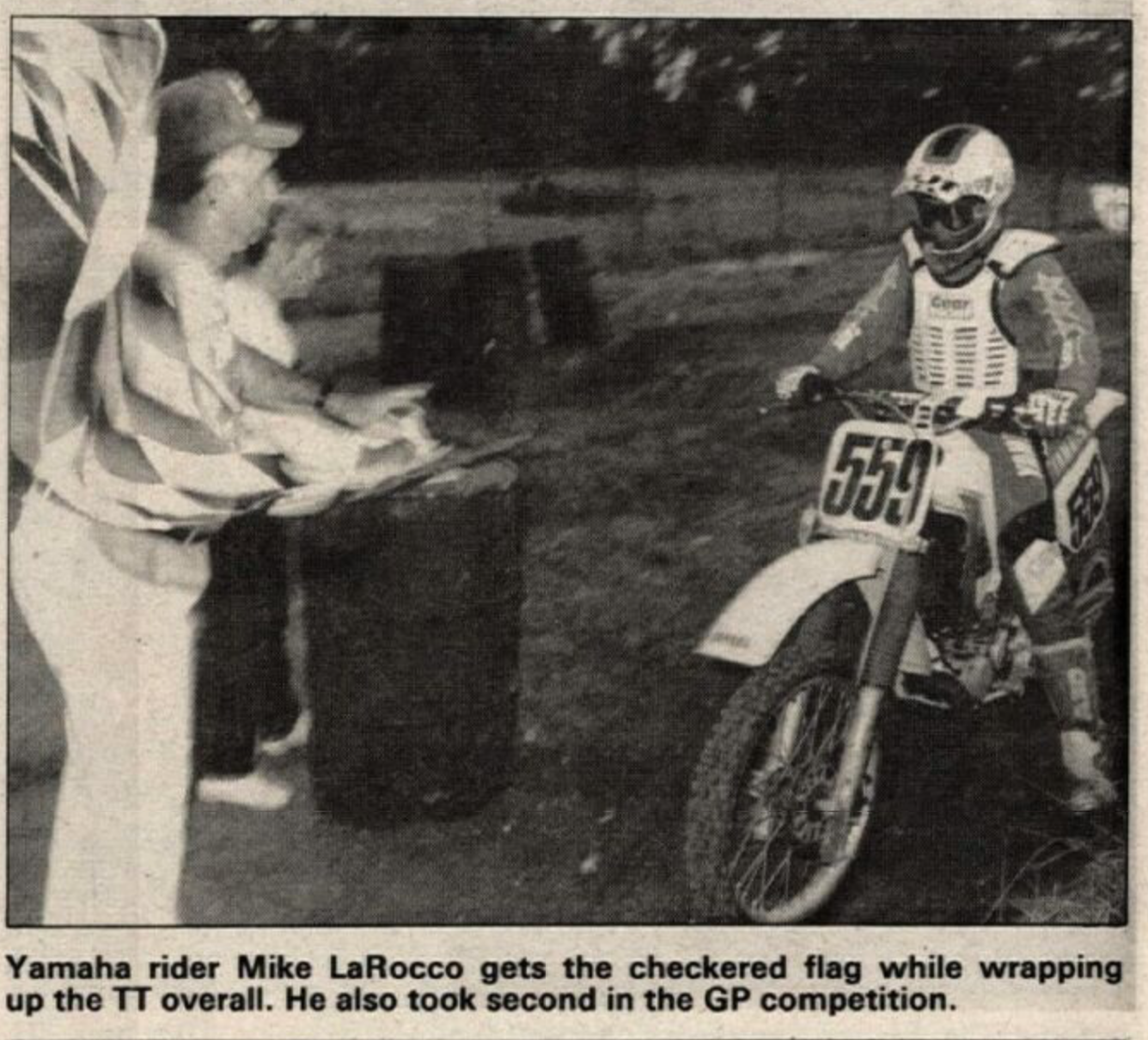 Mike LaRocco in a 1987 issue of Cycle News.