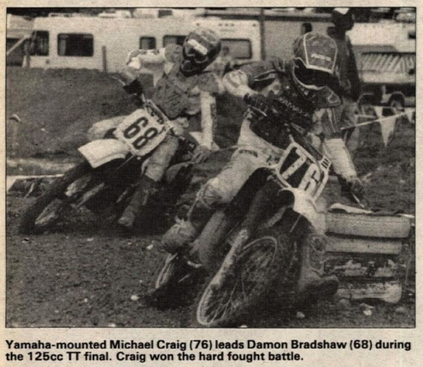 Michael Craig and Damon Bradshaw in a 1987 issue of Cycle News.
