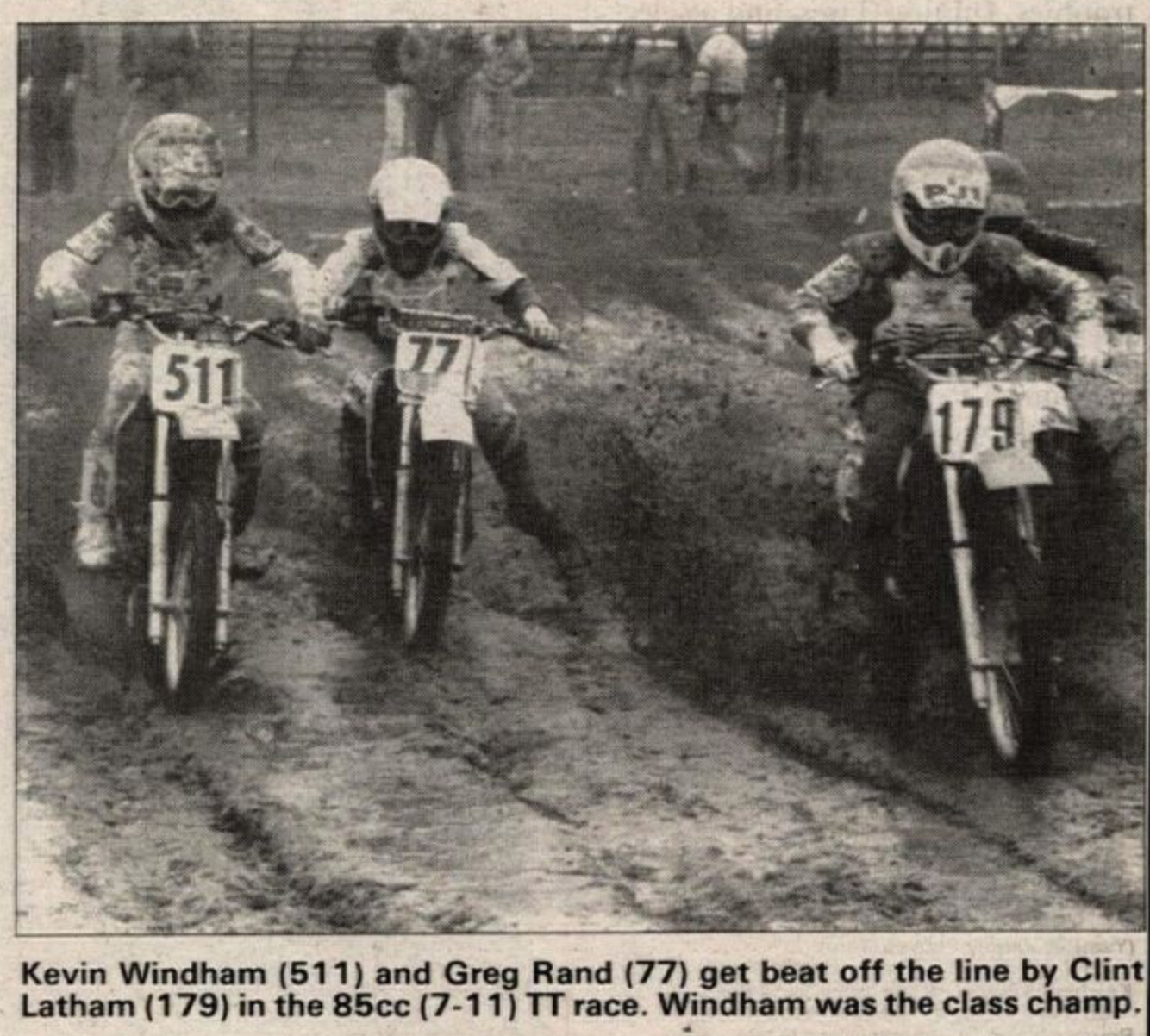 Kevin Windham, Greg Rand, and Clinton Latham in a 1988 issue of Cycle News.