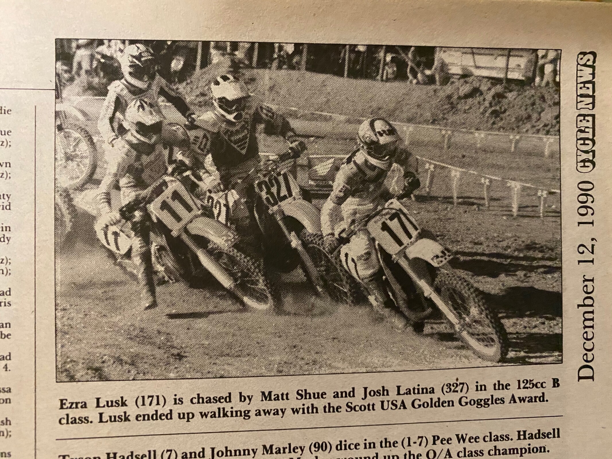 Erza Lusk in a 1990 issue of Cycle News.