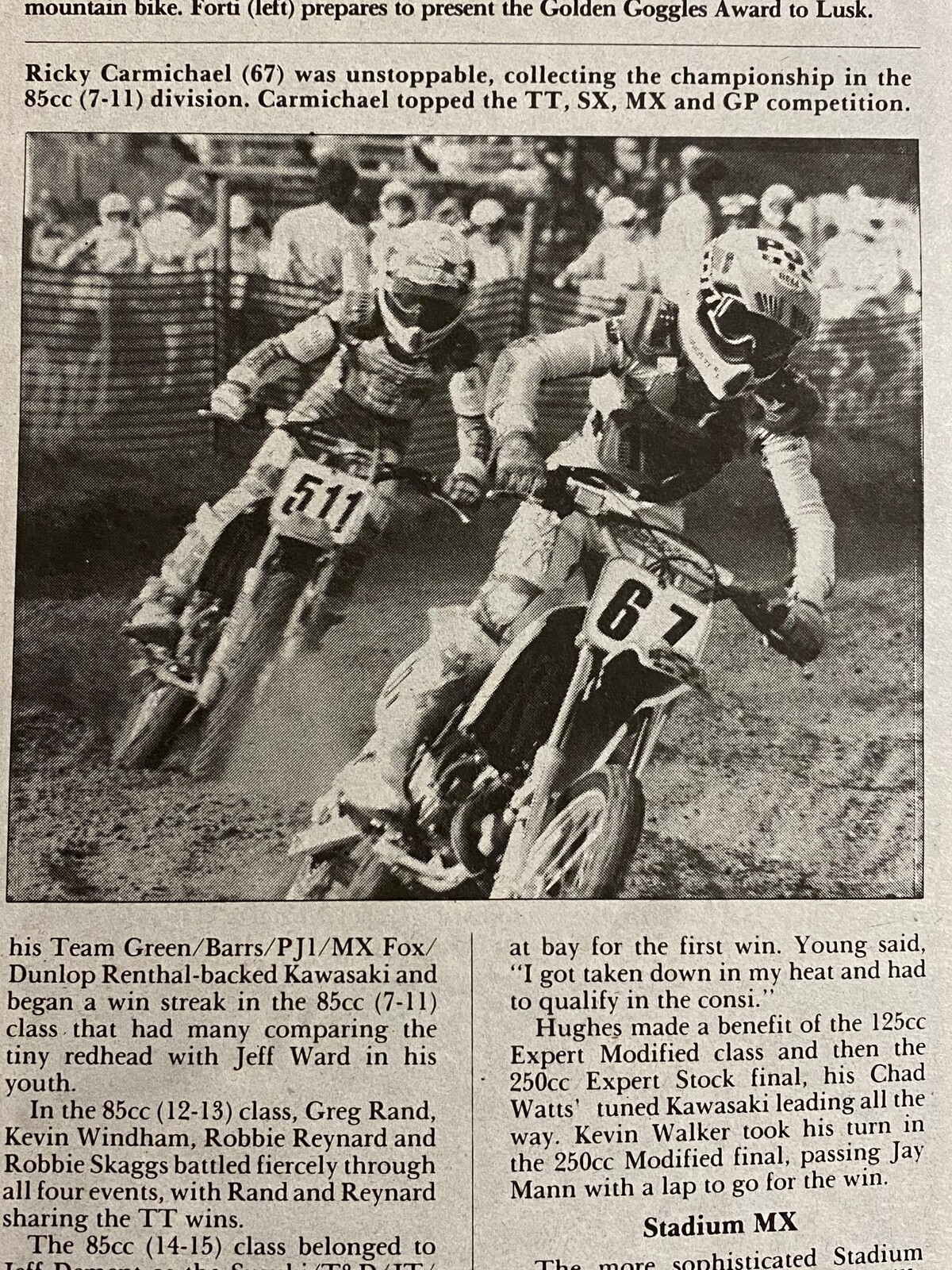 Ricky Carmichael in a 1990 issue of Cycle News. 