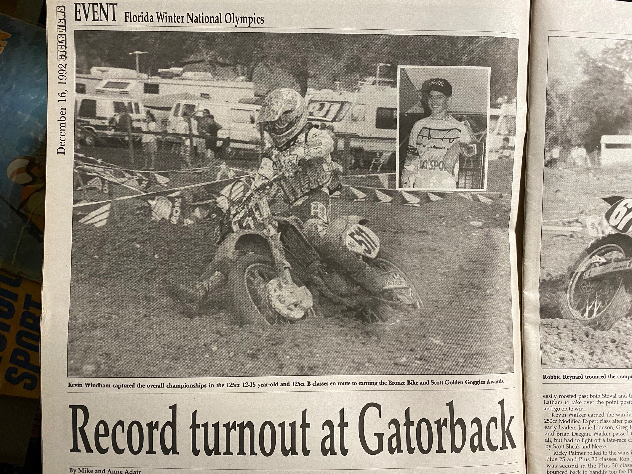 Kevin Windham in a 1992 issue of Cycle News.