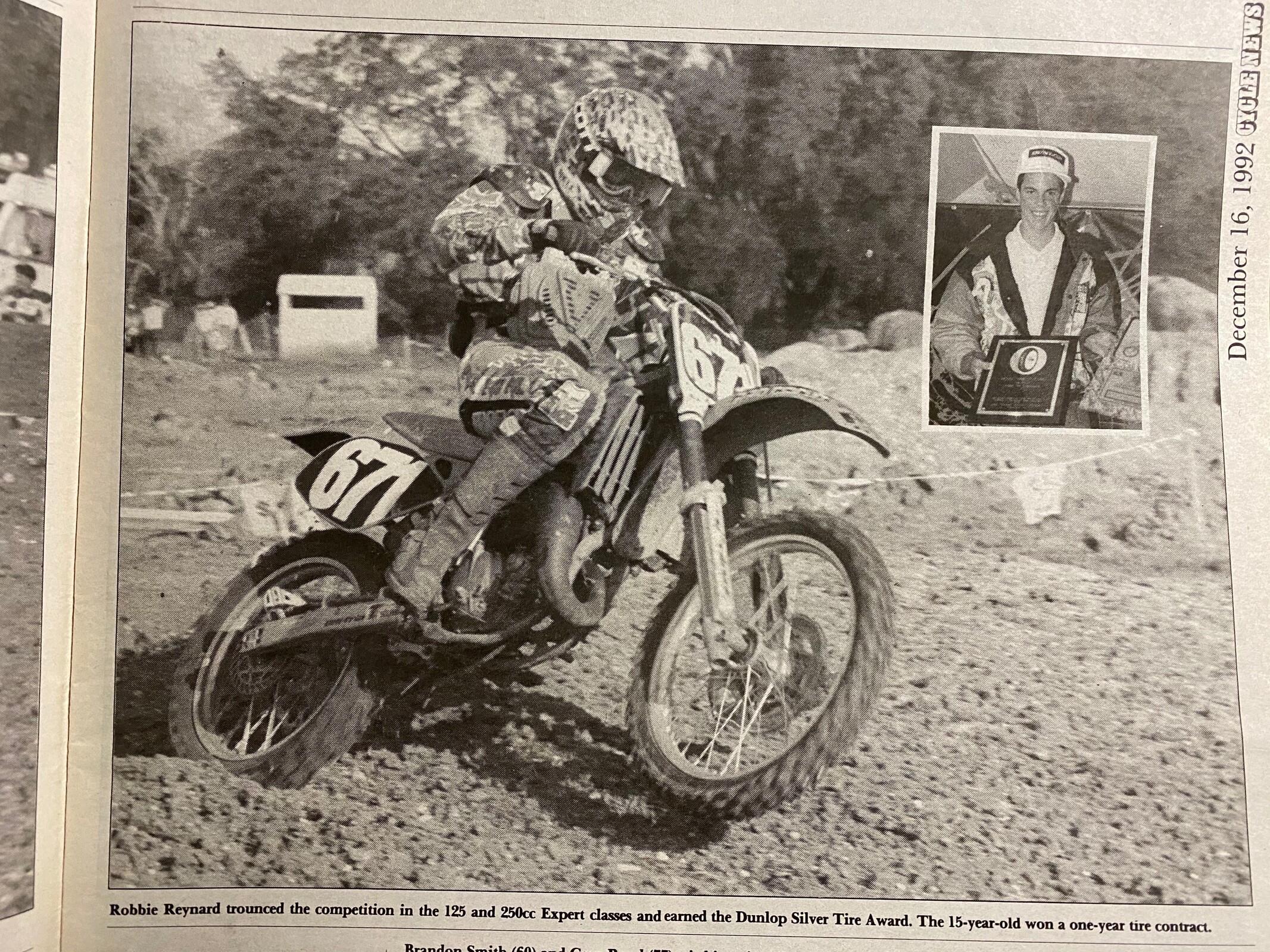 Robbie Reynard in a 1992 issue of Cycle News.