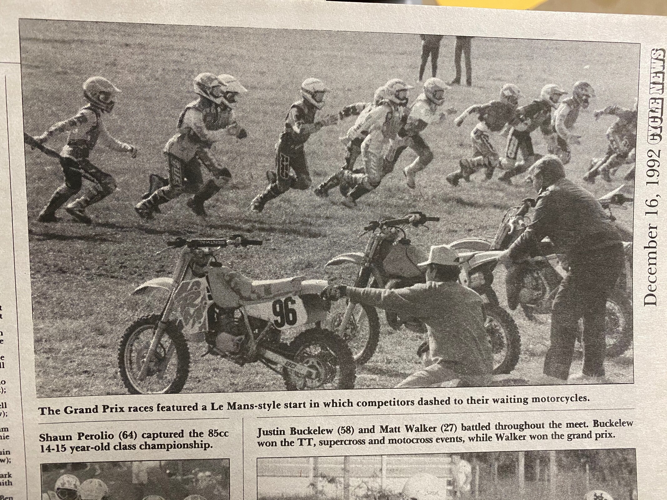 The 1992 Mini O's coverage in an issue of Cycle News.