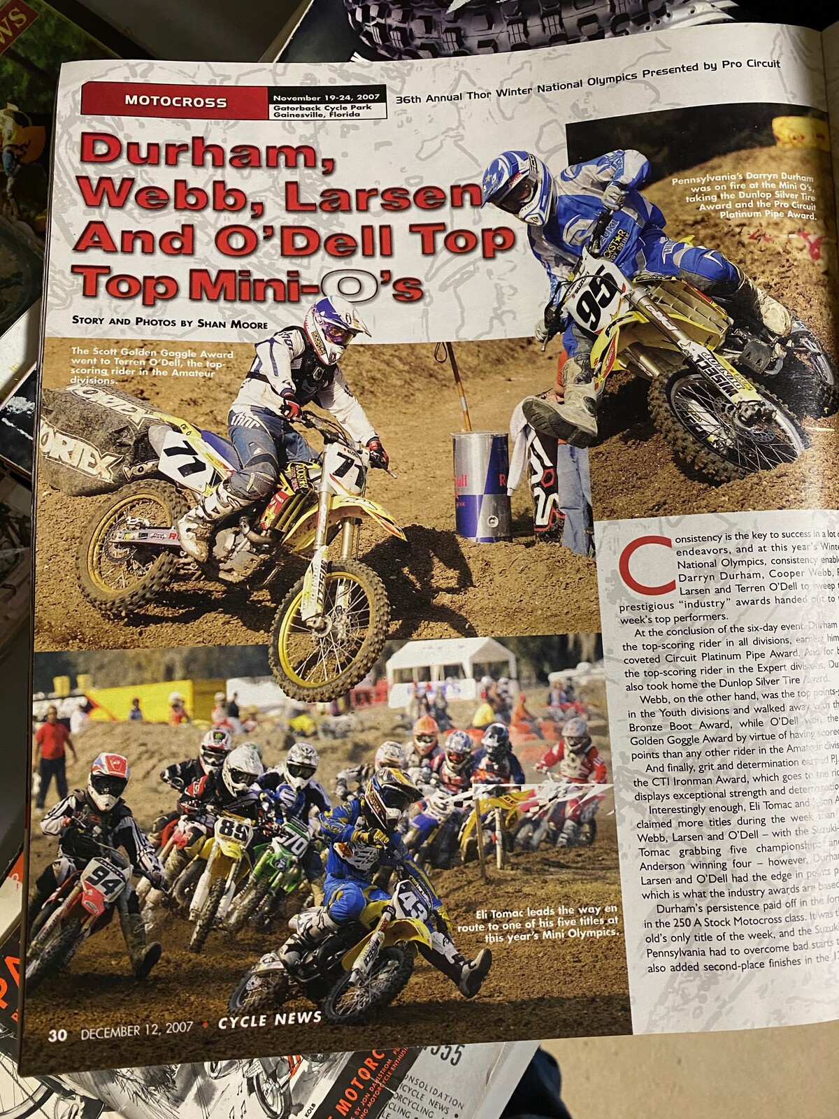 Terren O'Dell, Darryn Durham, Eli Tomac at the 2007 Mini O's.