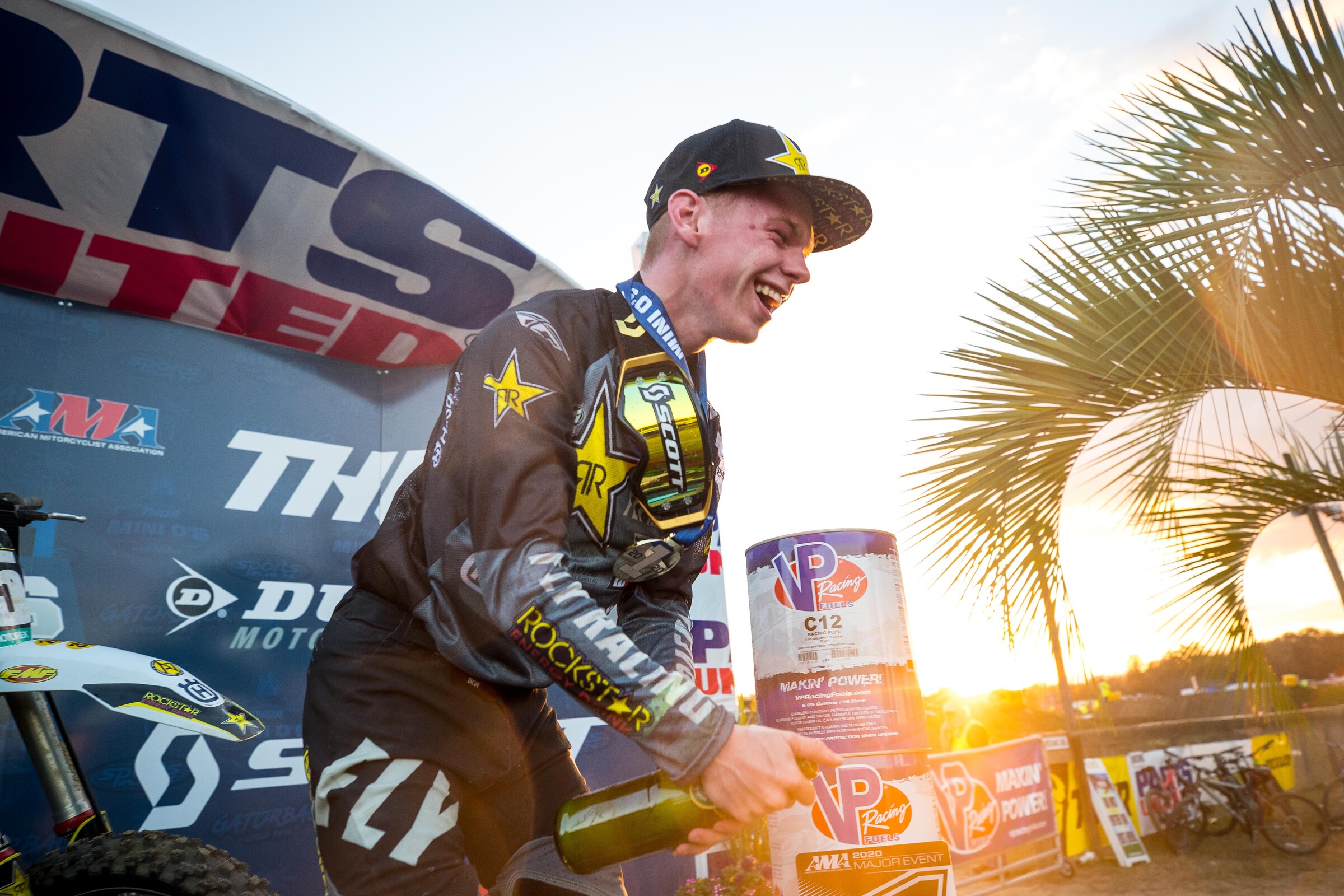 Evan Ferry giving some champagne showers.