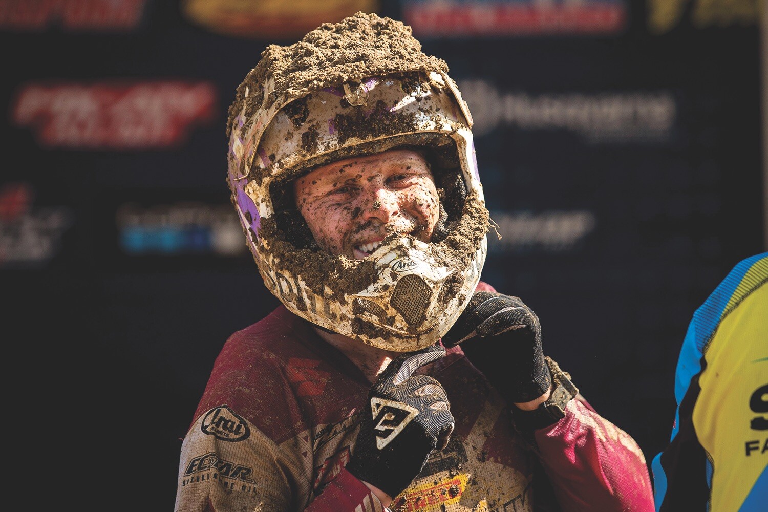 A happy Alex Martin after winning a 250 moto at the ’20 Loretta Lynn’s 2 Pro Motocross; 
