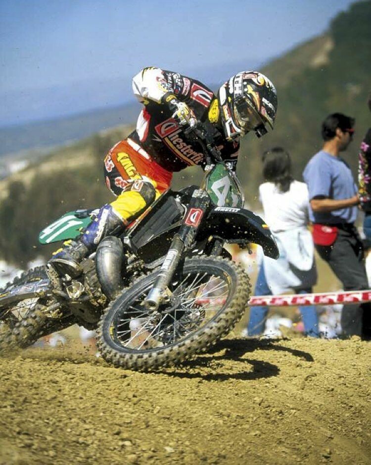 Bob Moore in 1995, when he was the reigning 125cc World Champion but moved up to the 250 class for the season…