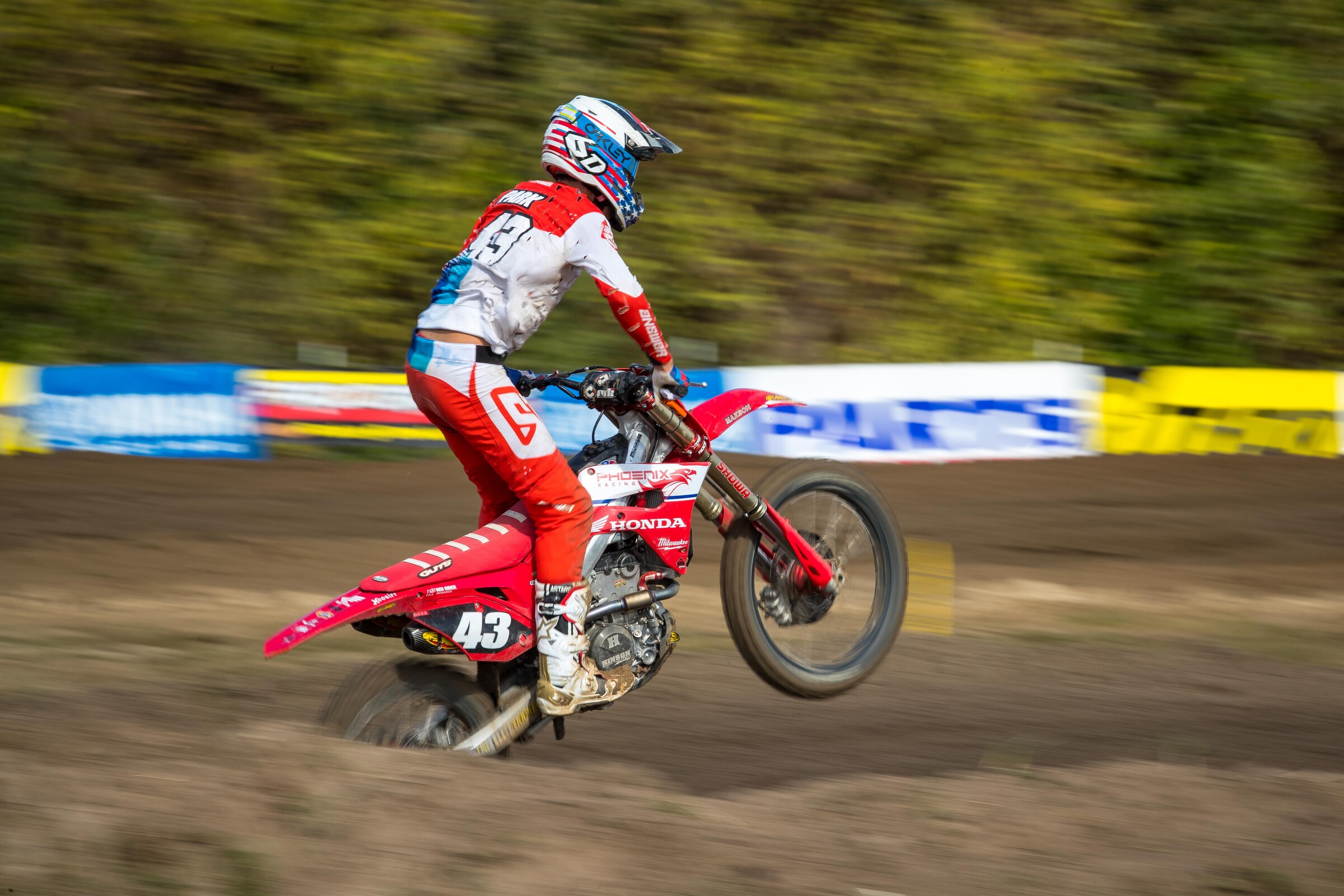 Park on a Phoenix Racing Honda Racing CRF250R during motocross at the 2020 Mini O's.