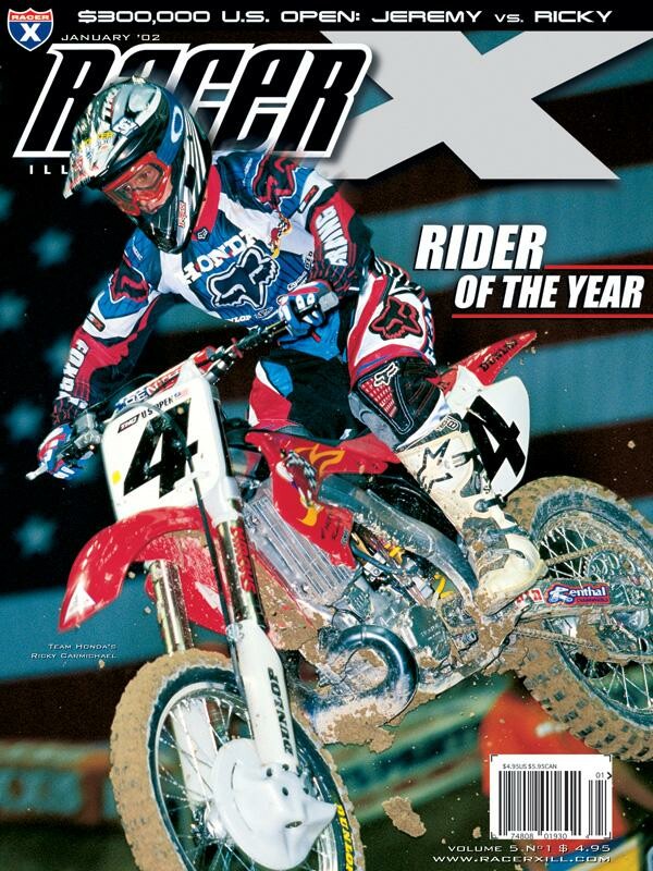 Ricky Carmichael on the January 2002 cover of Racer X Illustrated.