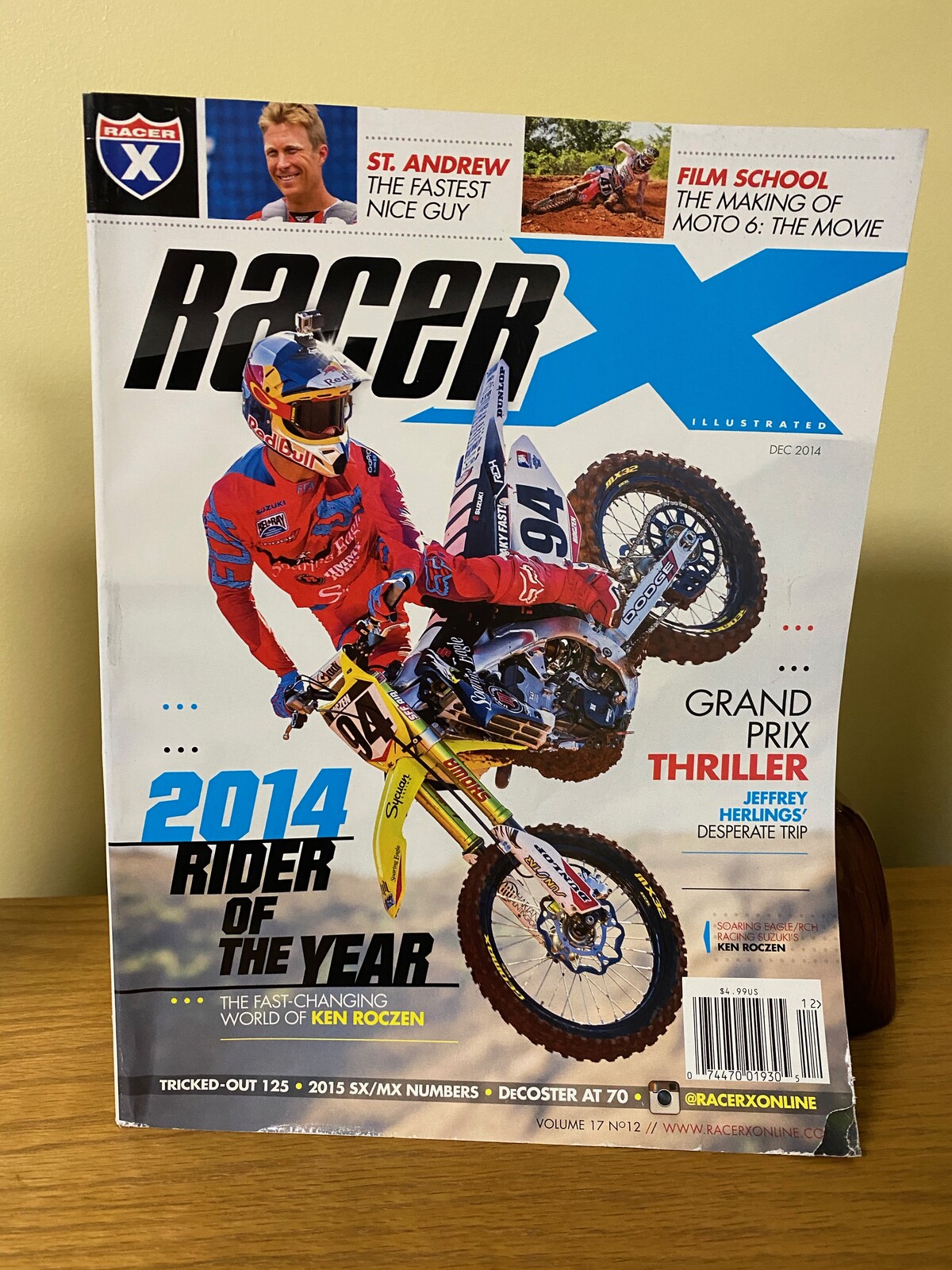 Ken Roczen on the cover of the December 2014 Racer X Illustrated for being the 2014 Racer X Rider of the Year.