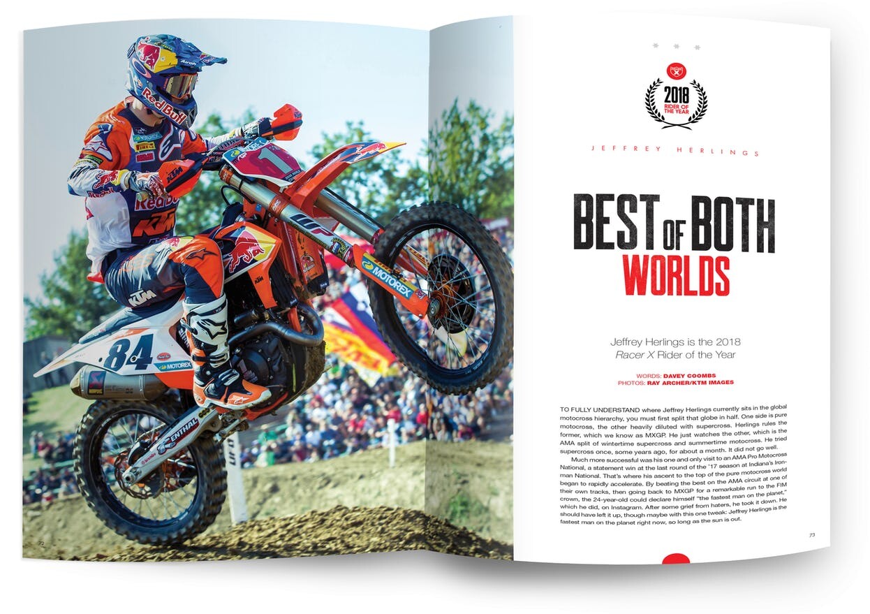 Jeffrey Herlings, the 2018 Racer X Rider of the Year.