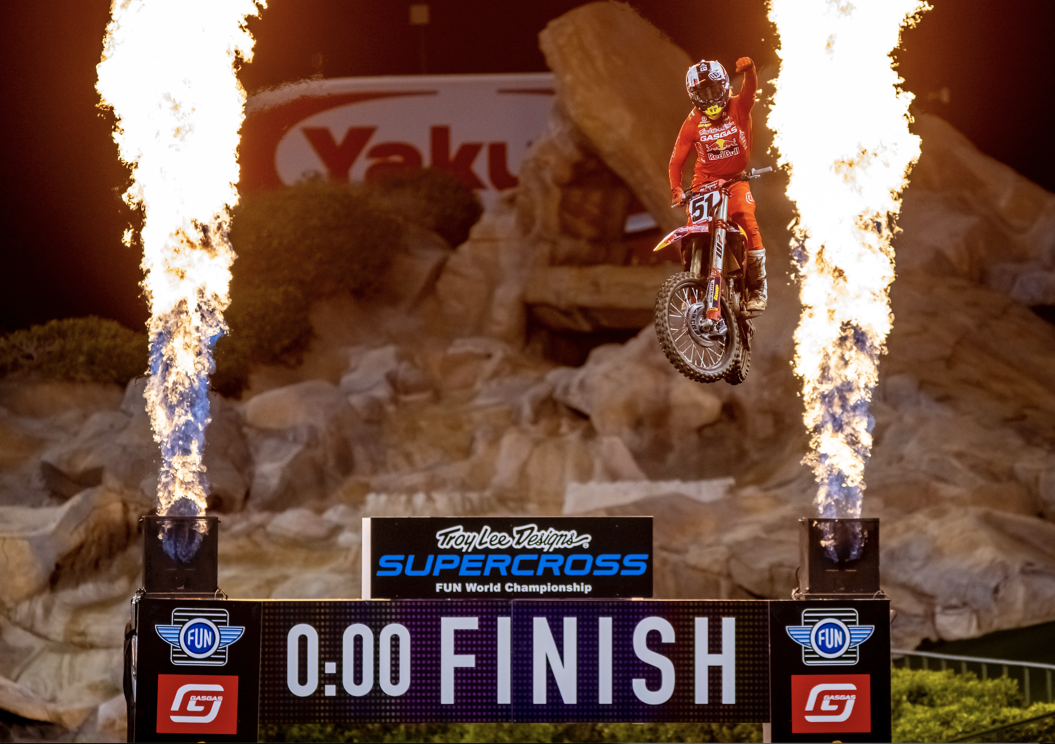 Check the logos: Troy Lee Designs Supercross, FUN World Championship.