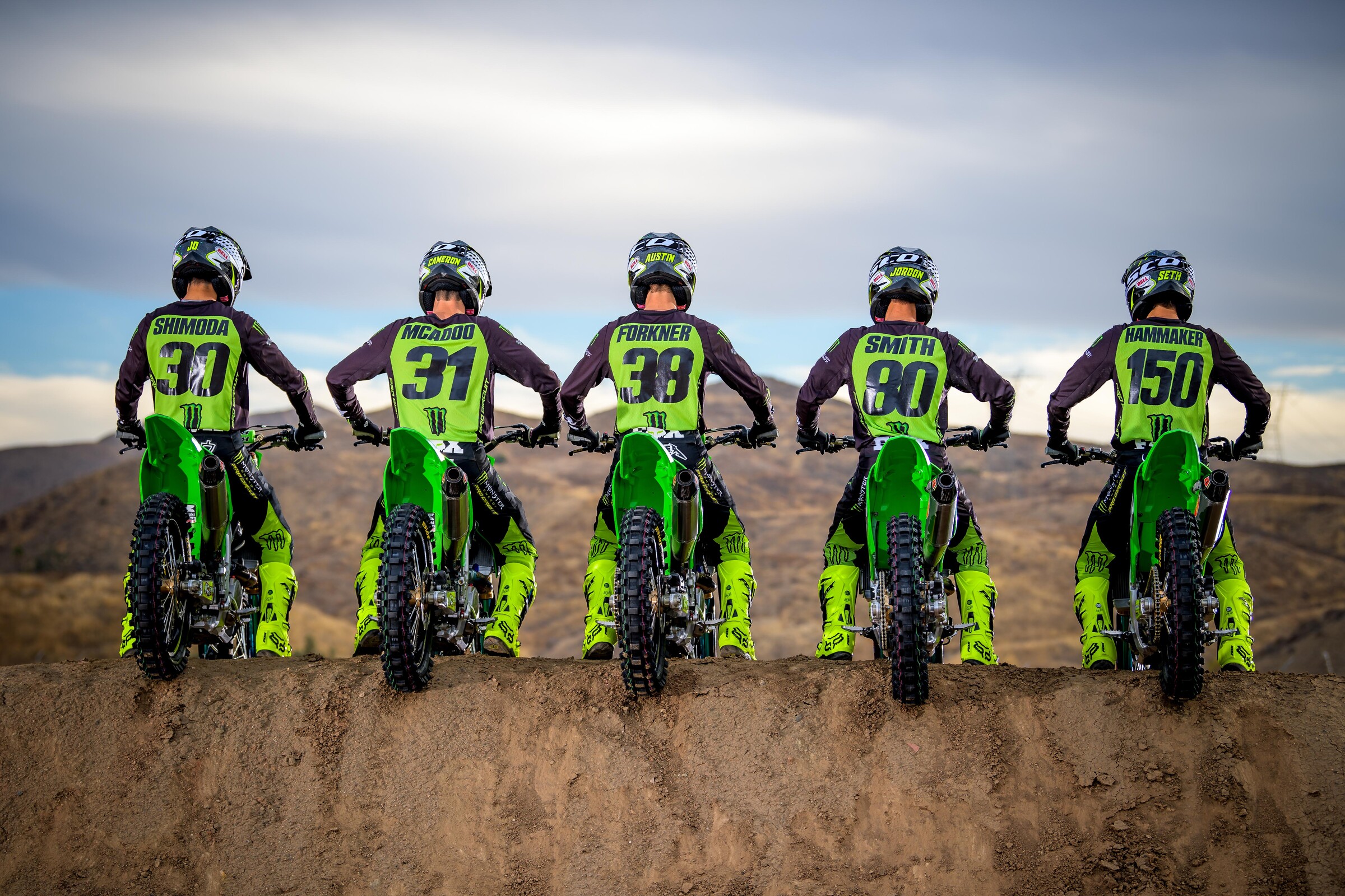 The 2021 Monster Energy/Pro Circuit Kawasaki roster.
