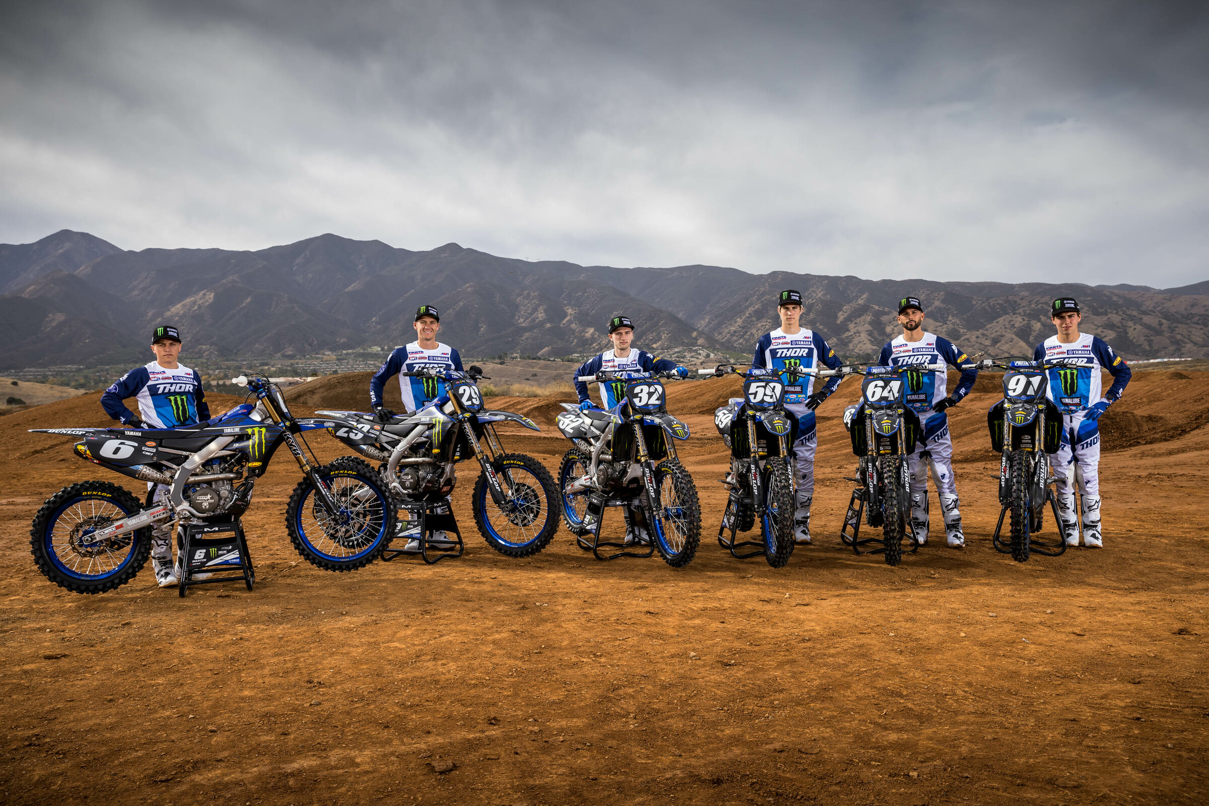 #6 Jeremy Martin, #29 Christian Craig, #32 Justin Cooper, #59 Jarrett Frye, #64 Colt Nichols, and #91 Nate Thrasher