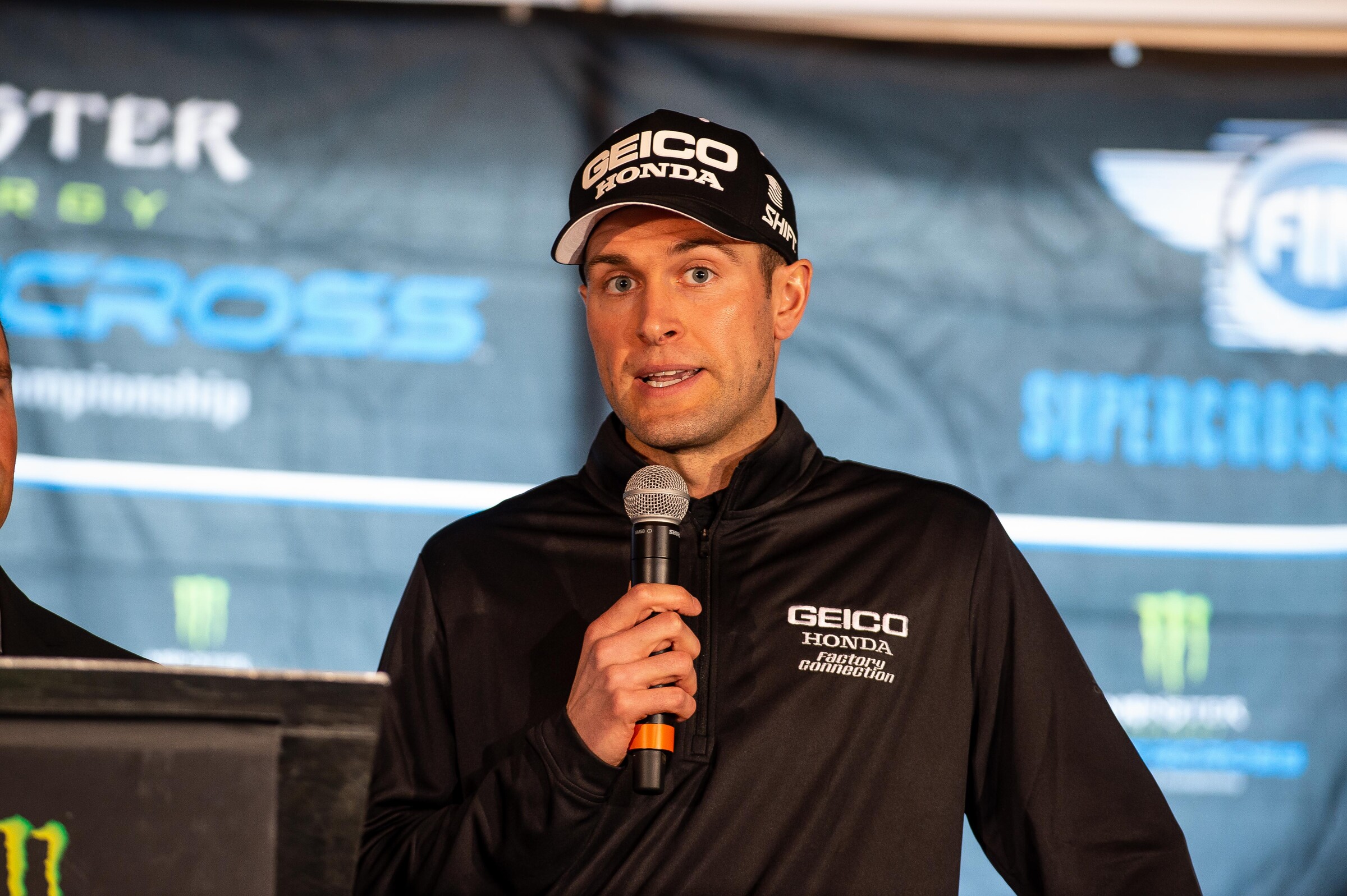 Ryan Dungey speaking to the media prior to Anaheim 1 in 2020.