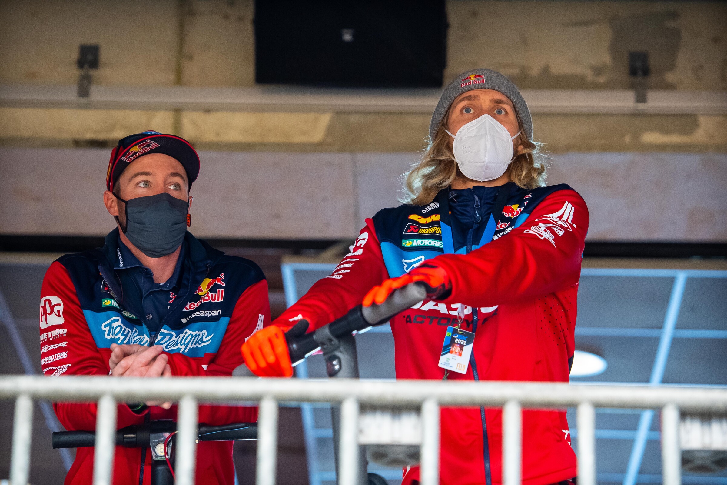 Justin Barcia and mechanic Billy Hartle in their new TLD/Red Bull GasGas colors. Hartle followed Barcia over from last year's Monster Energy Yamaha squad.