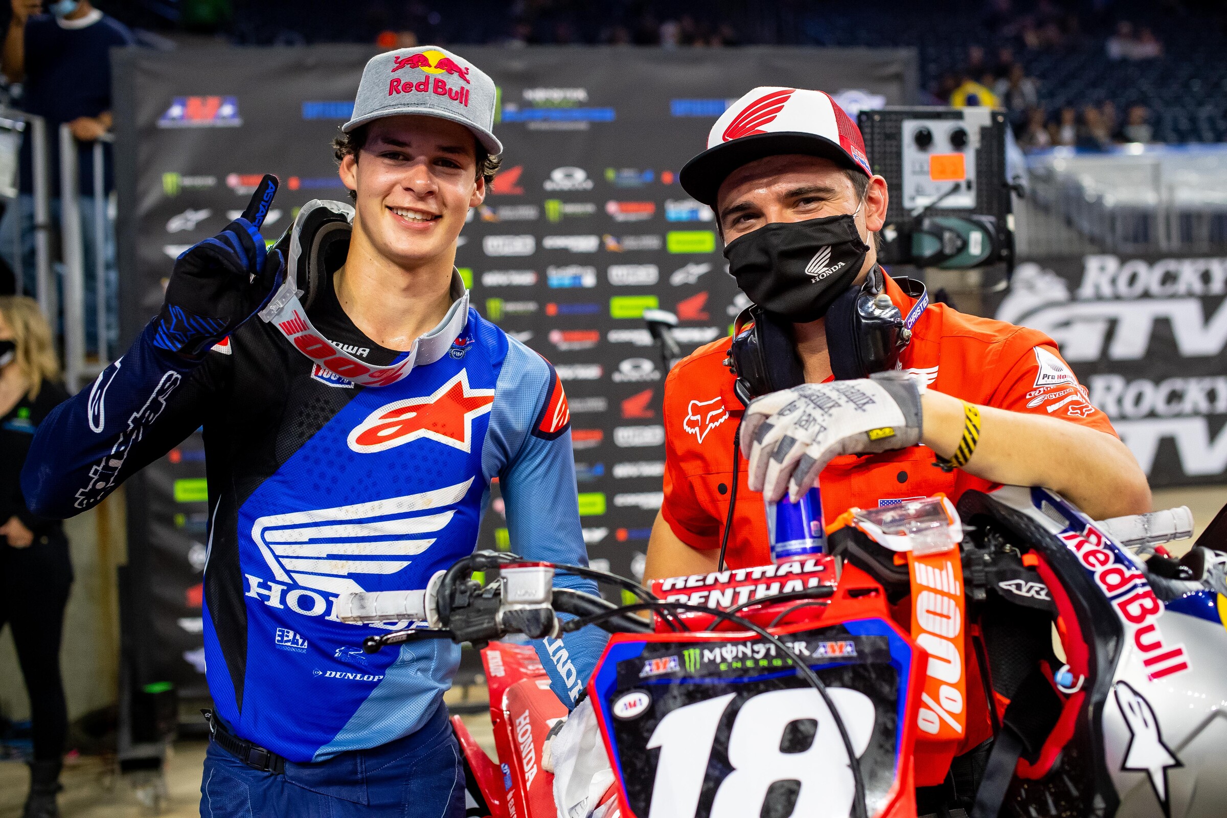 Jett Lawrence and his mechanic Christien Ducharme.