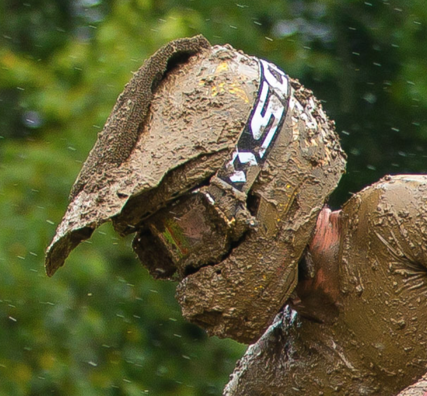 Even with a fresh set of Scott goggles, Phil still rides like he can't see.