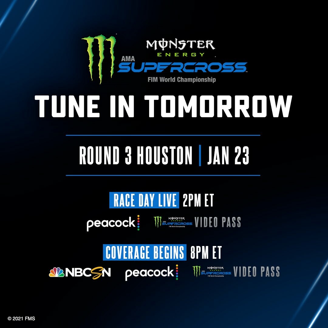 Stream and Watch 2021 Houston 3 Supercross on TV
