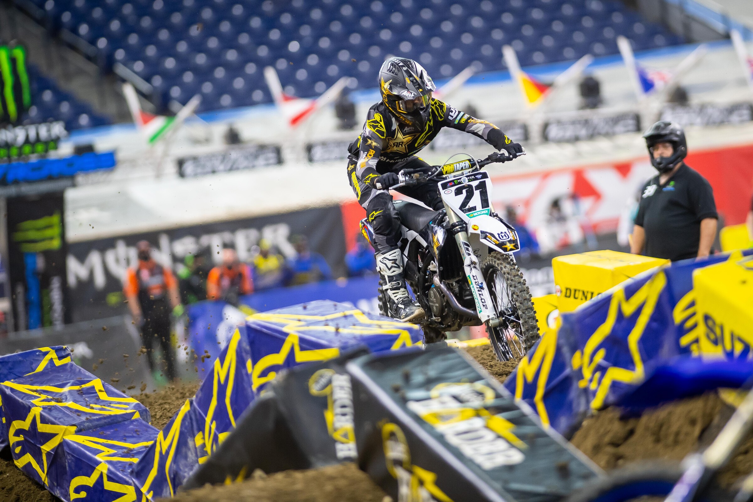 Jason Anderson is back in action after pulling from the last race with a dislocated finger.