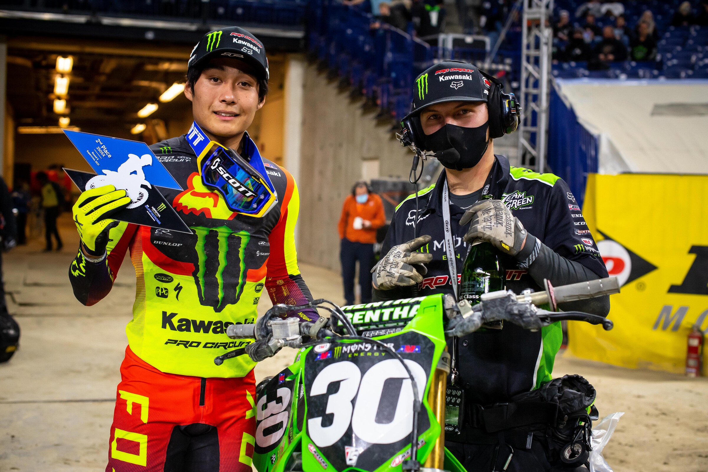 Jo Shimoda and his mechanic Matt Goodbred.