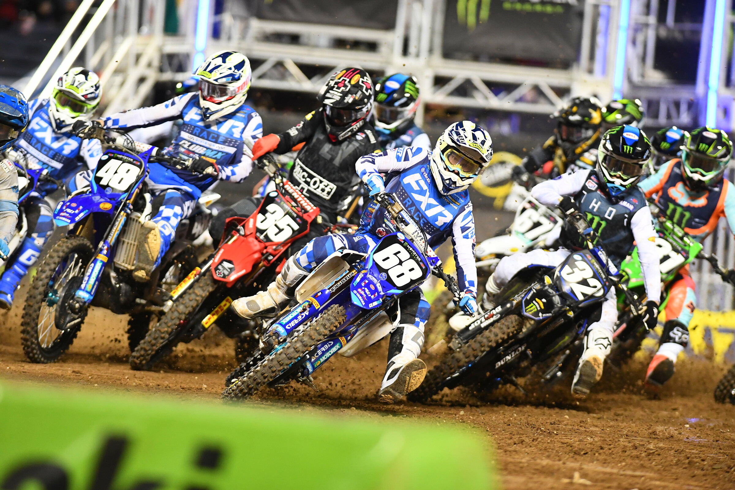 Jace Owen grabbed the 250SX main event holeshot but a crash on the first lap of the race required the medical crew to red flag the race, leading to a full restart from the gates.