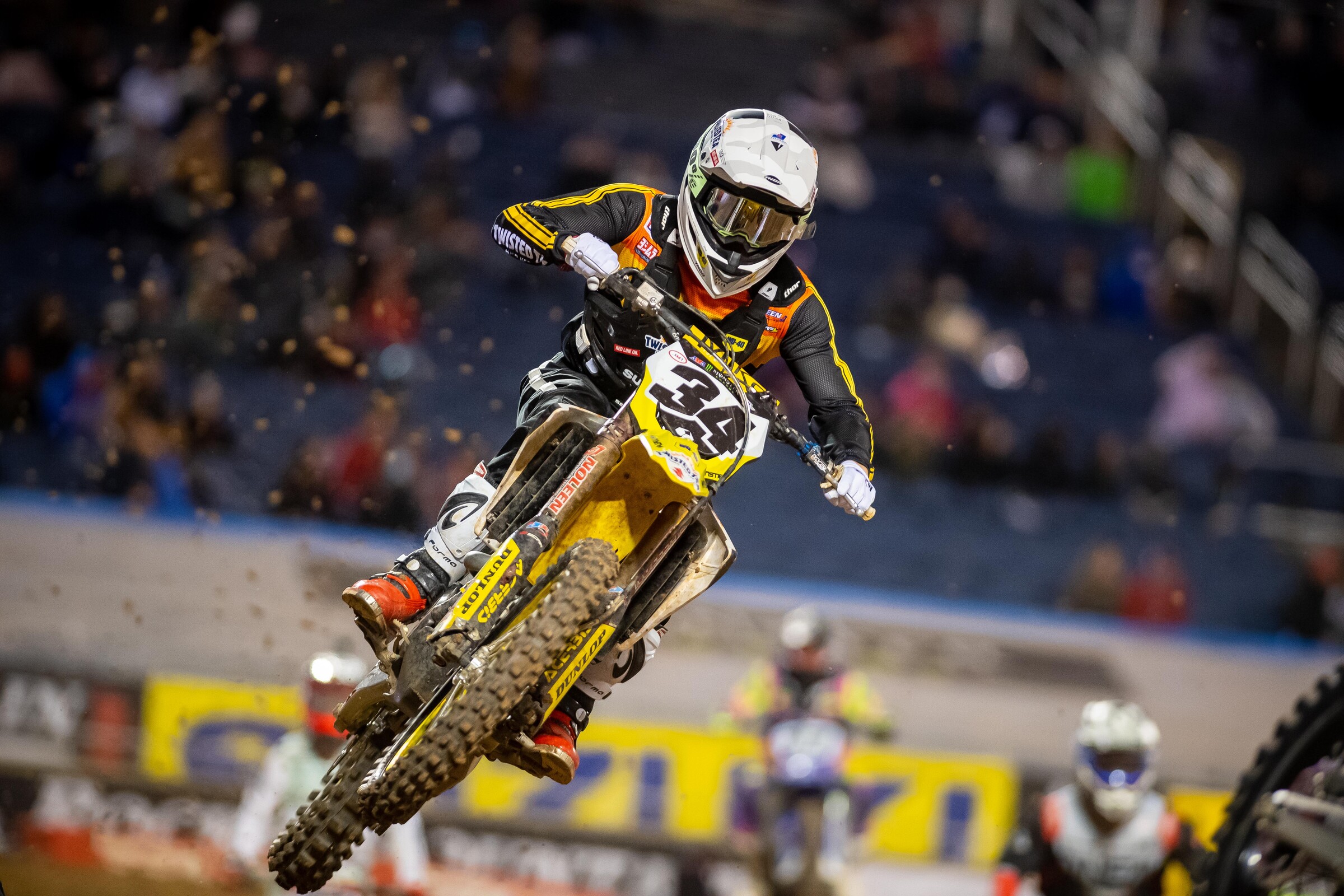Max Anstie rocking the chest protector over his jersey in his 450SX debut.