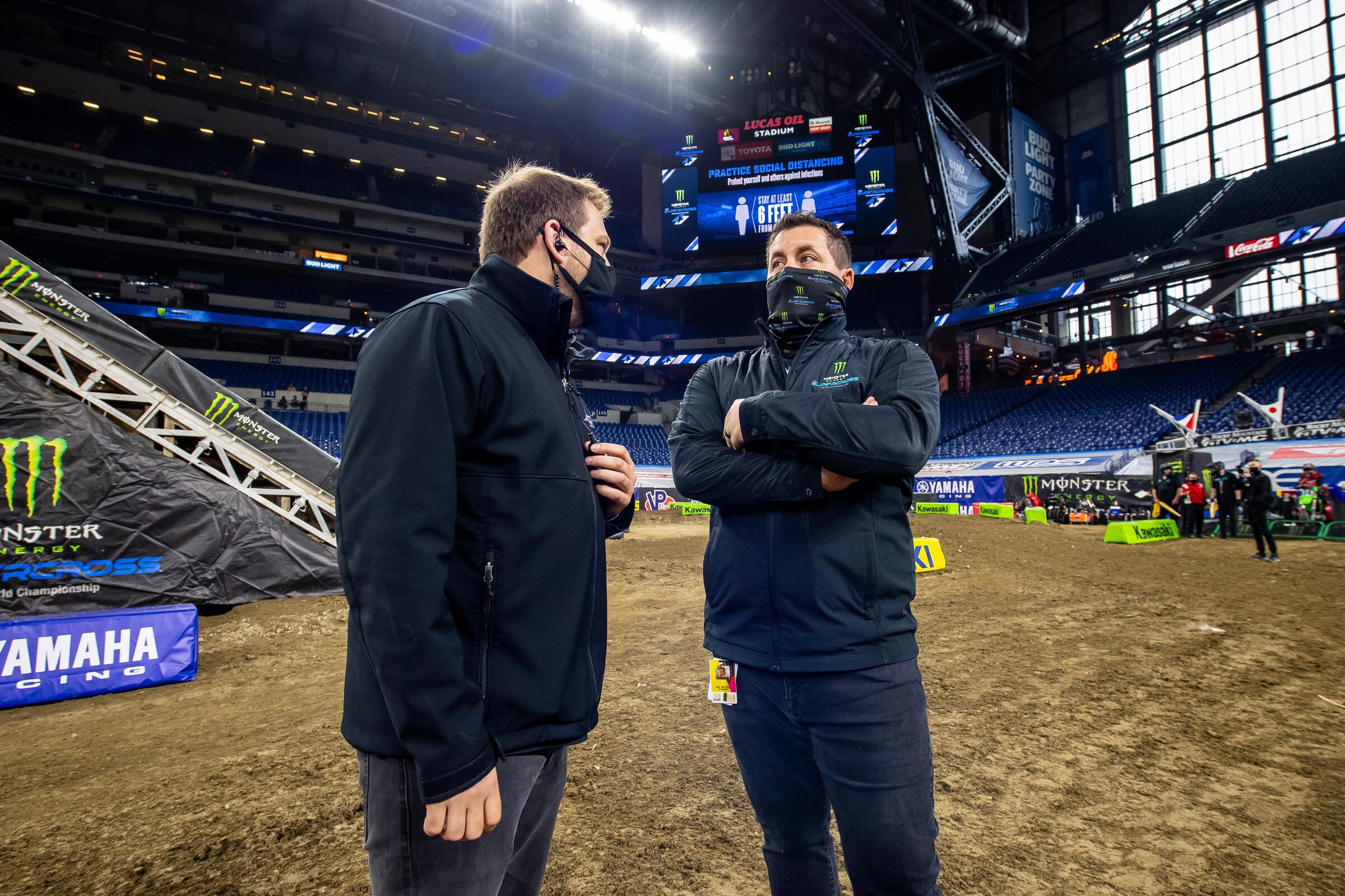Mikes Pelletier and Muye visit down on the floor.