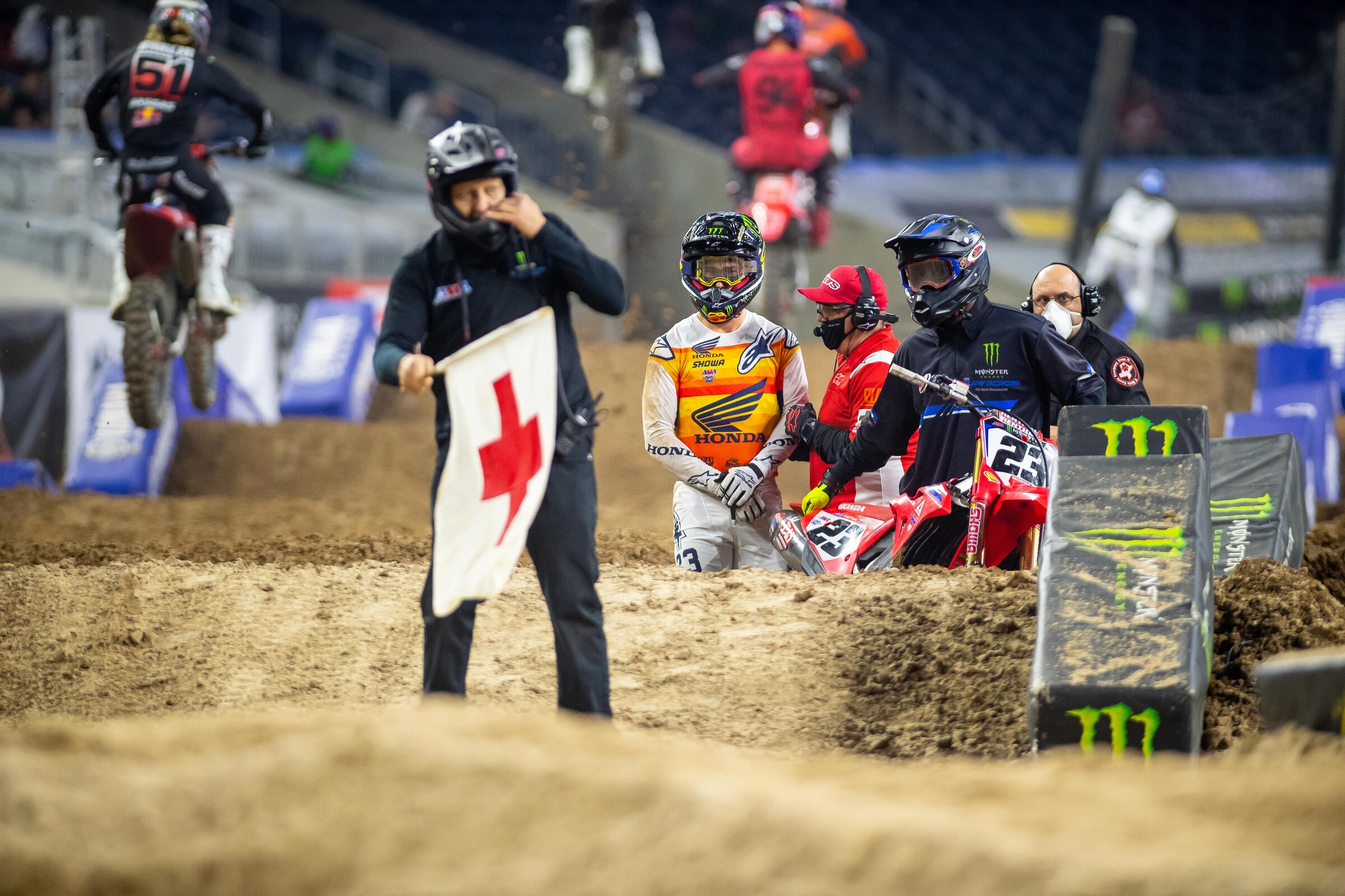 Sexton with the Alpinestars medical crew.