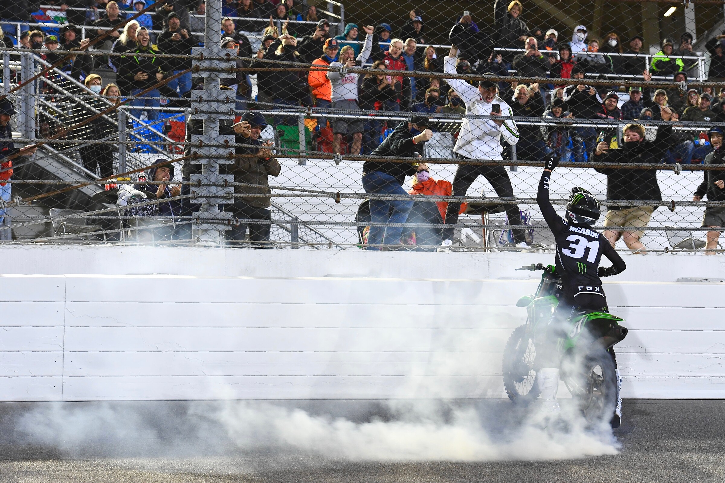 Cameron McAdoo with the typical Daytona celebratory burnout!