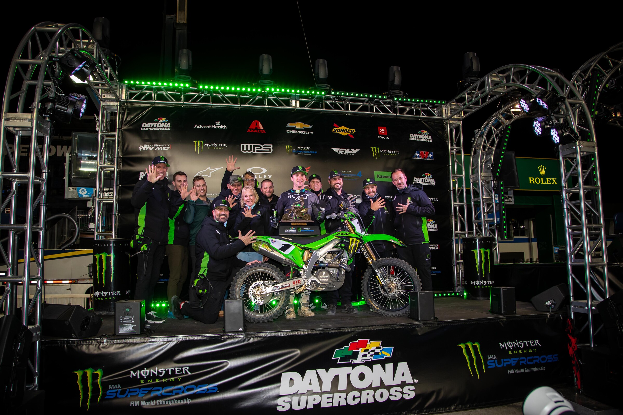 Eli Tomac and company celebrate.